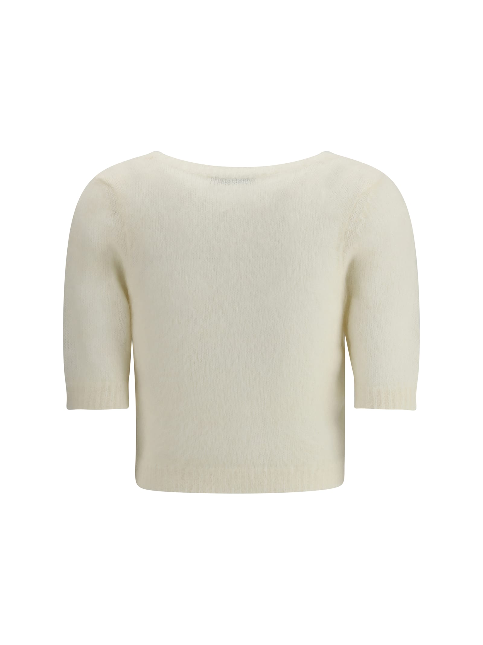 Alessandra Rich Short Sleeve Mohair Sweater In Neutral