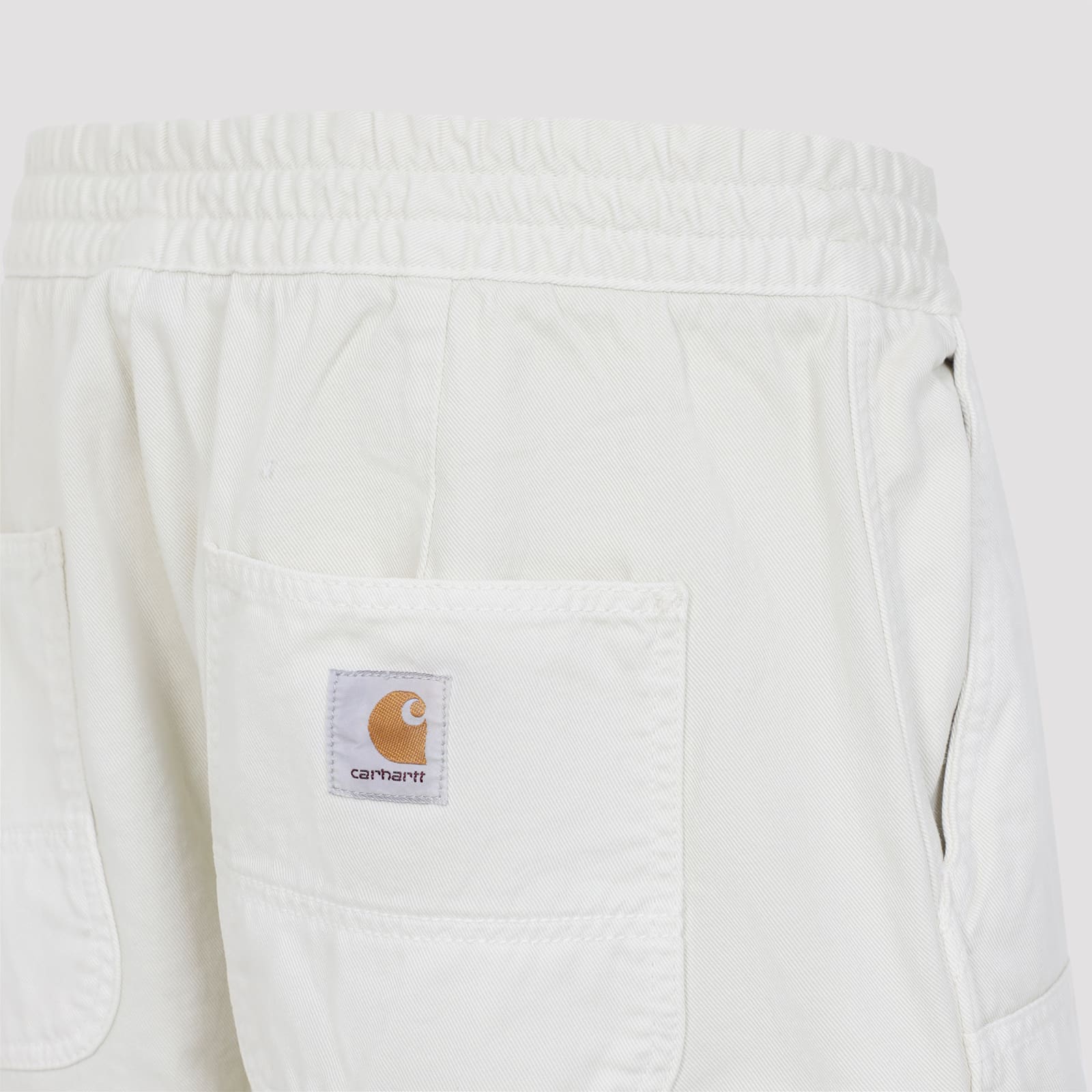 Carhartt Wide Leg Cropped Trousers Pockets In White