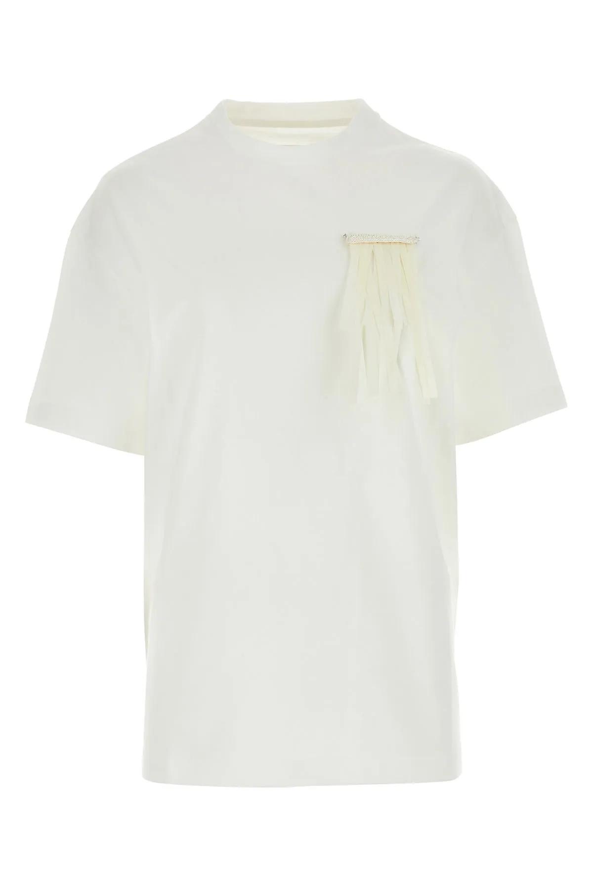 Shop Jil Sander White Cotton T-shirt In Yellow Cream