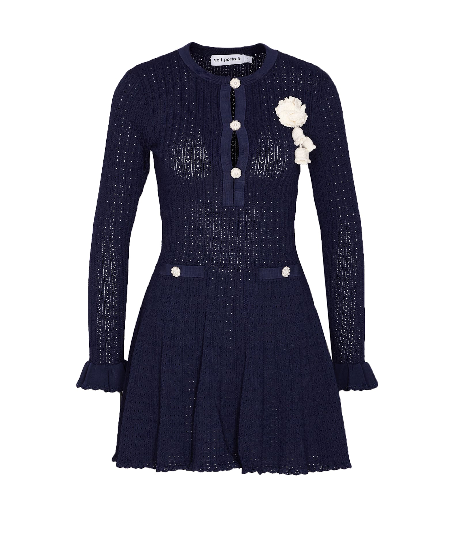 Self-portrait Knit Crochet Flower Mini Dress