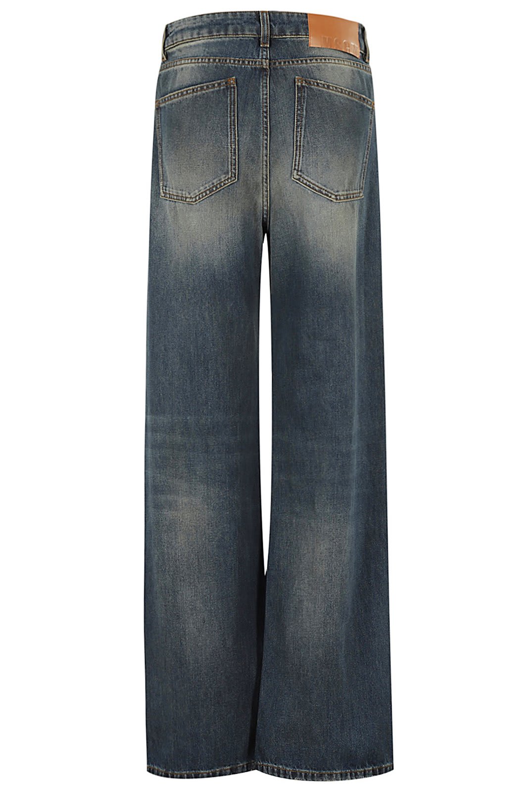 Shop Msgm Whisker Effect Wide Leg Jeans In Blue