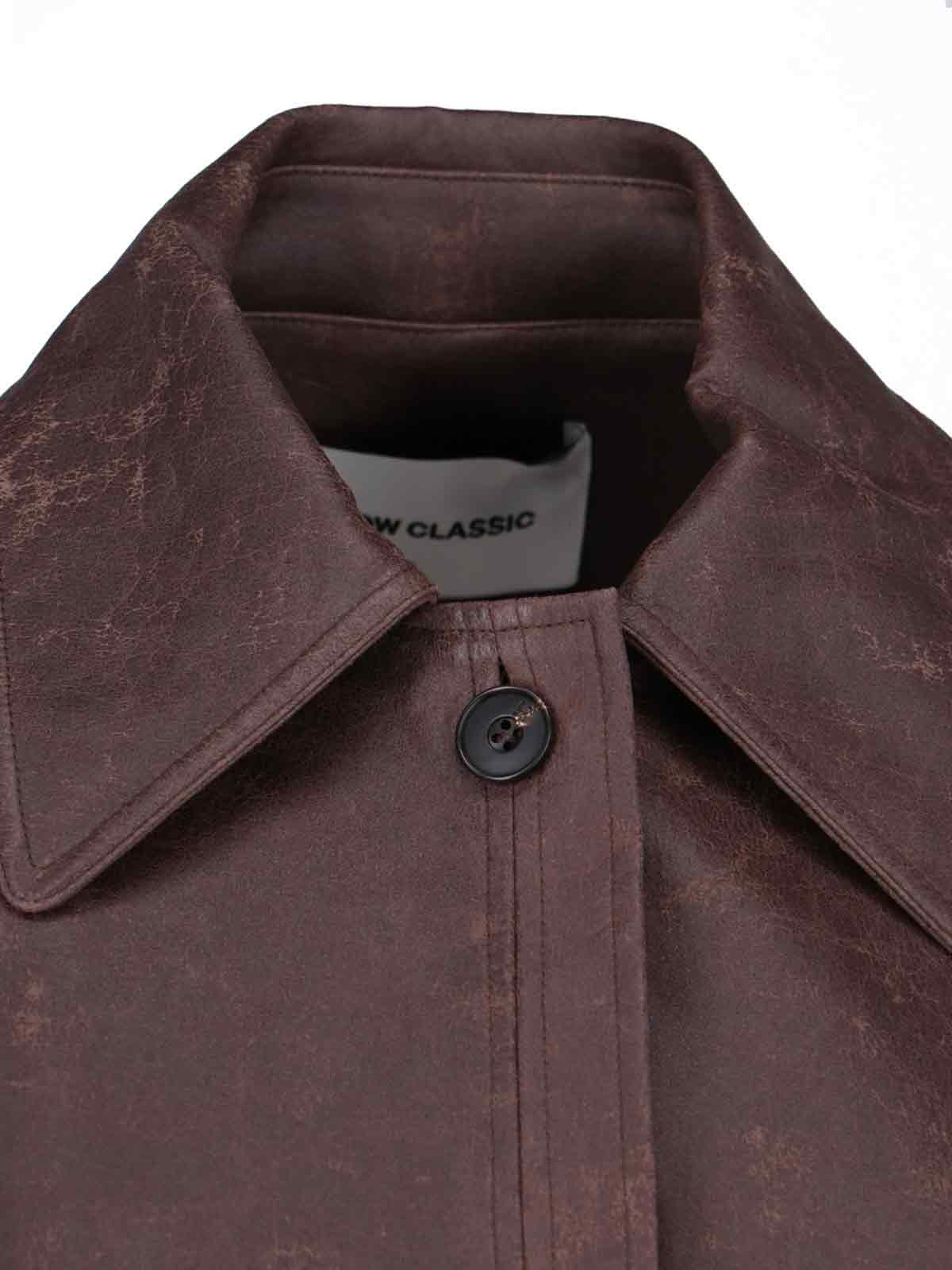 Shop Low Classic Faux Leather Coat In Brown