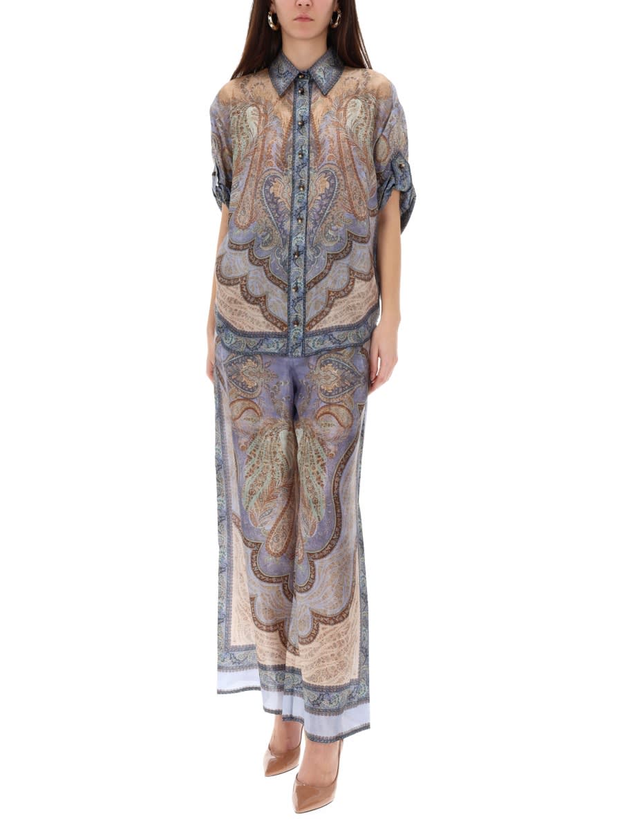 Zimmermann Wanderlust Paisley Relaxed Wide Leg Habutai Silk Drawstring Pants In Multi