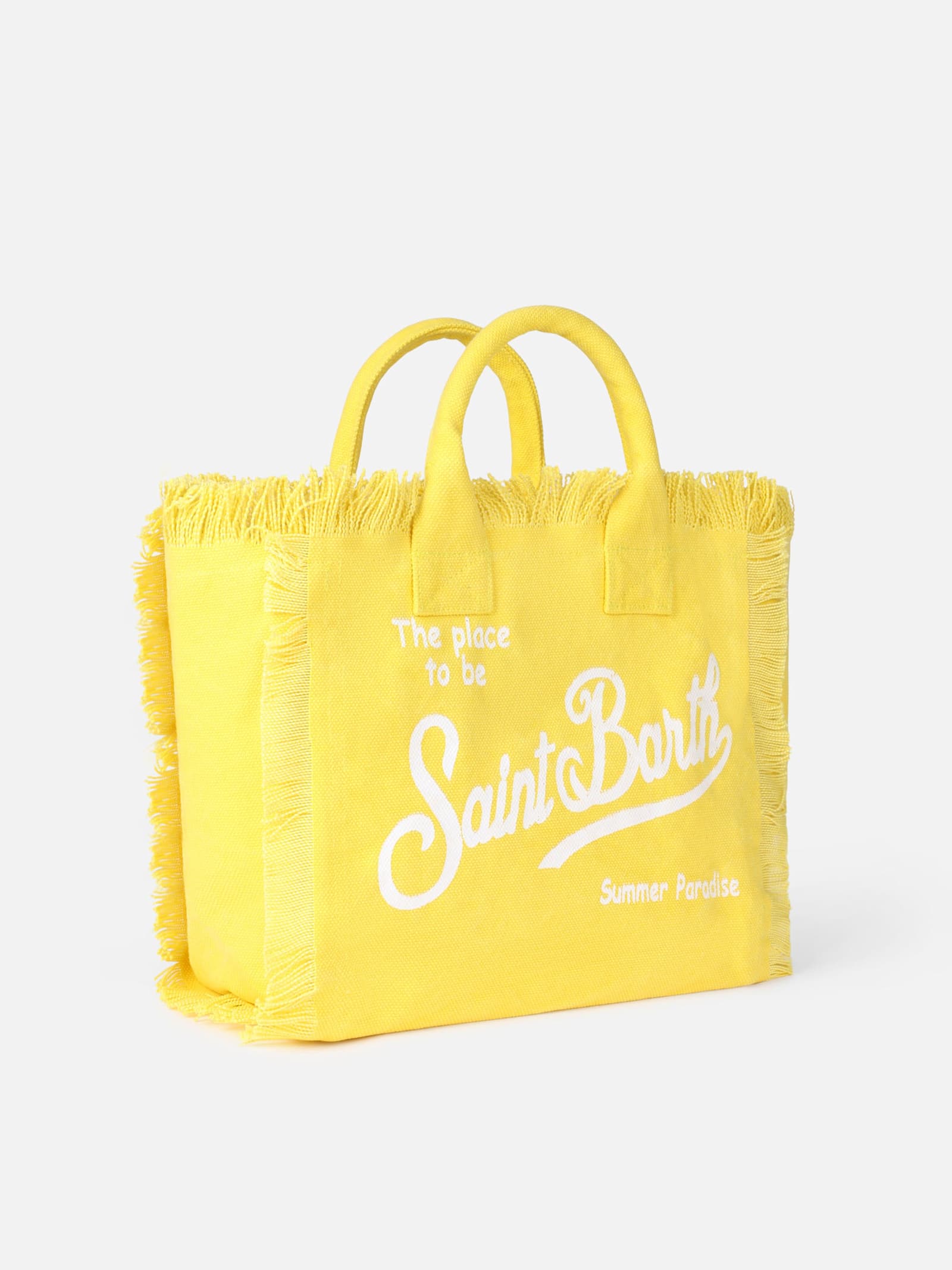 Mc2 Saint Barth Yellow Cotton Canvas Colette Handbag In Yellow