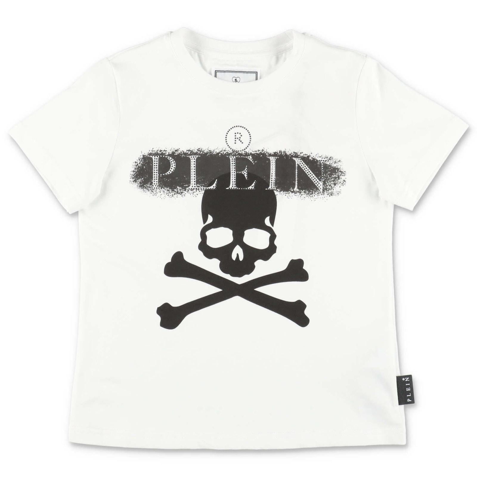 Philipp Plein Junior T-shirt Skull Bianca In Jersey Di Cotone