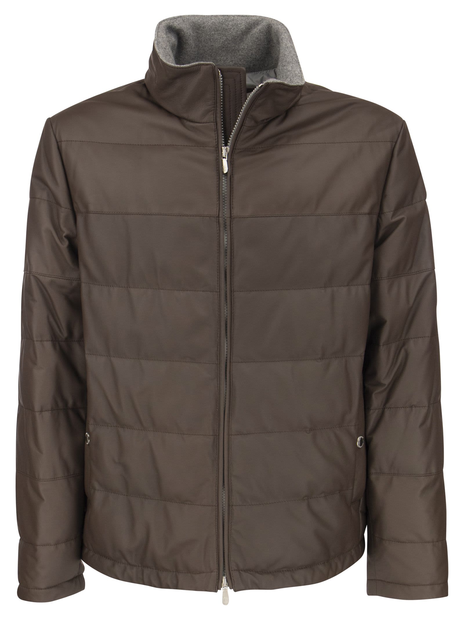 Brunello Cucinelli Rubberized Nappa Leather Down Jacket With Removable Hood