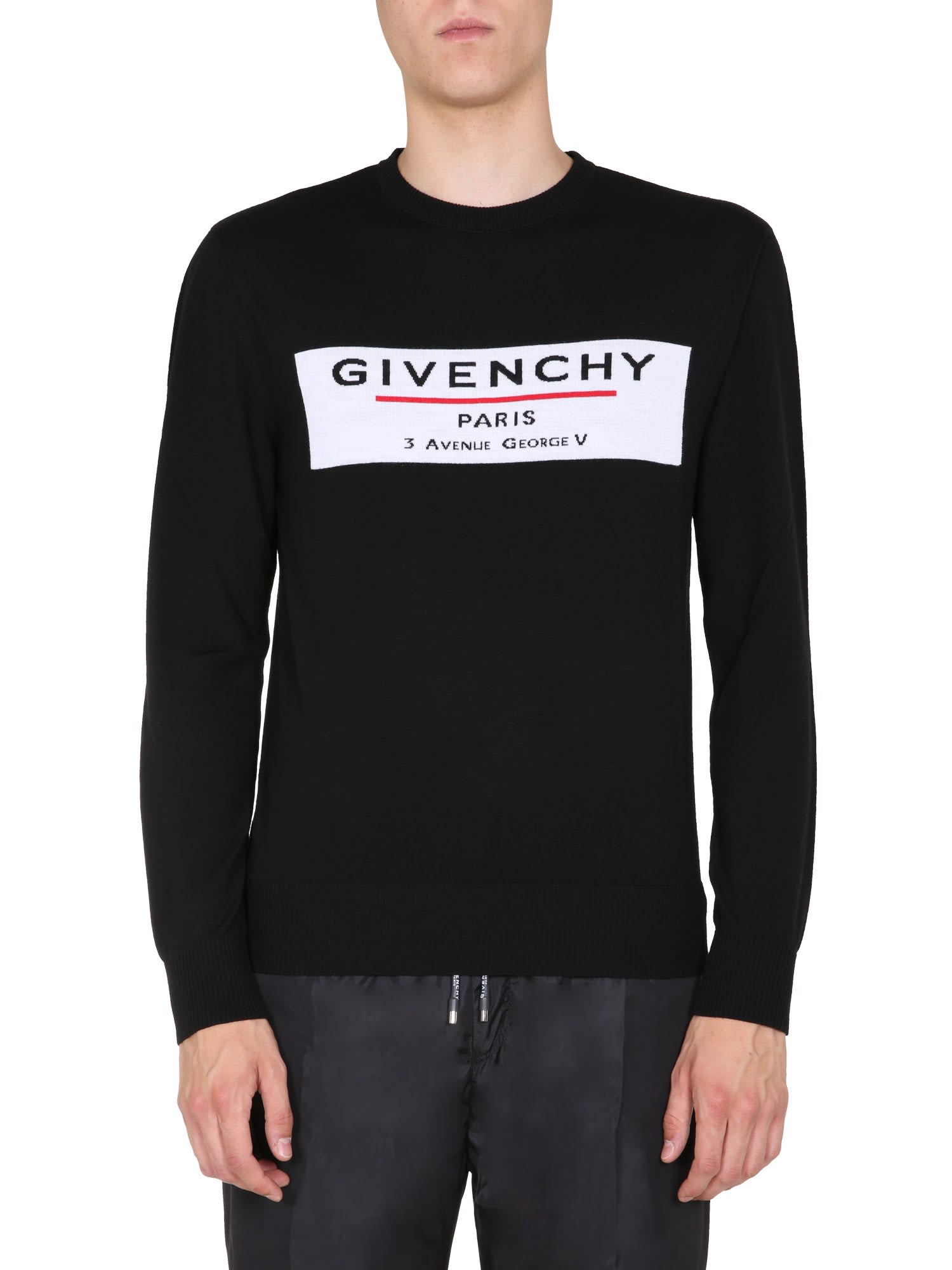 Givenchy Men's Label Graphic Crewneck Sweater In Black | ModeSens