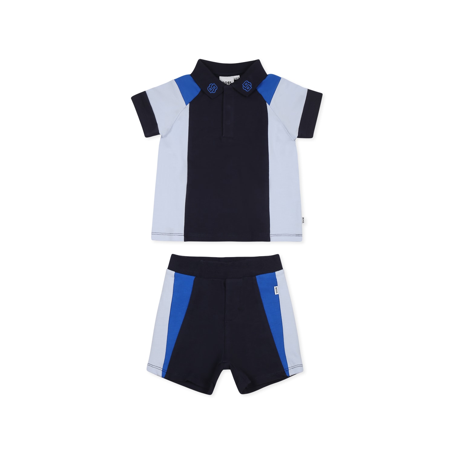 Hugo Boss Blue Suit For Baby Boy With Logo In Blue