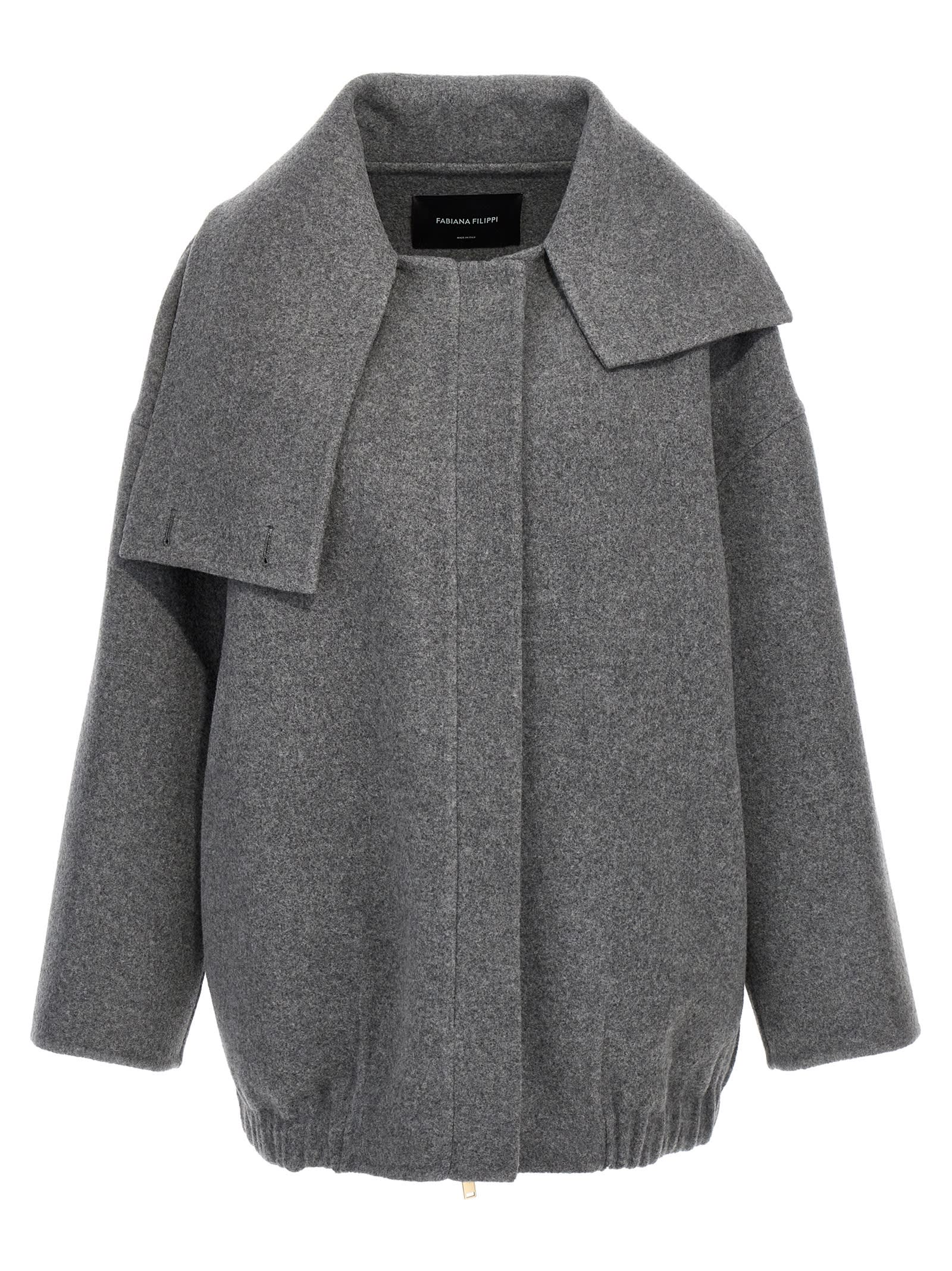 Shop Fabiana Filippi Wool Coat In Gray