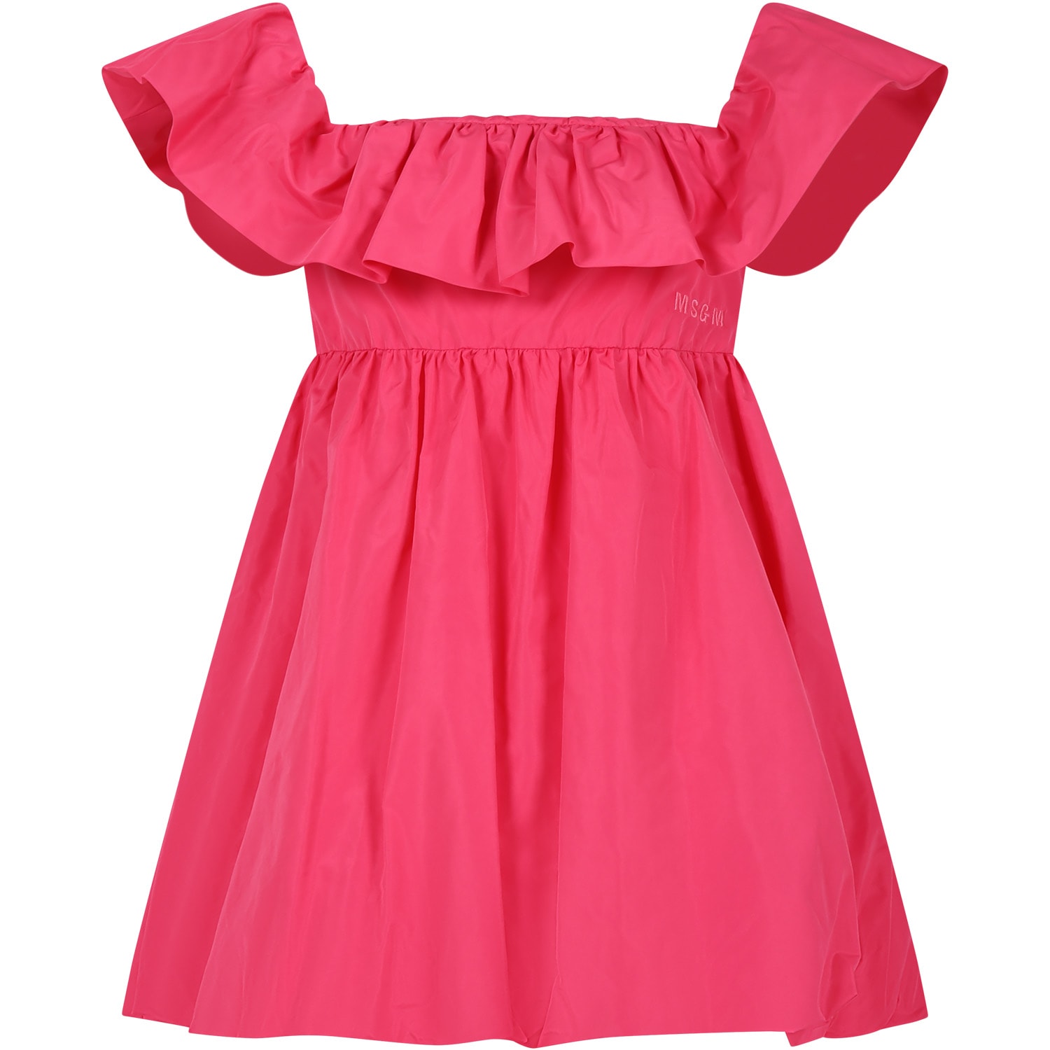 Msgm Kids' Fuchsia Dress For Girl With Ruffles