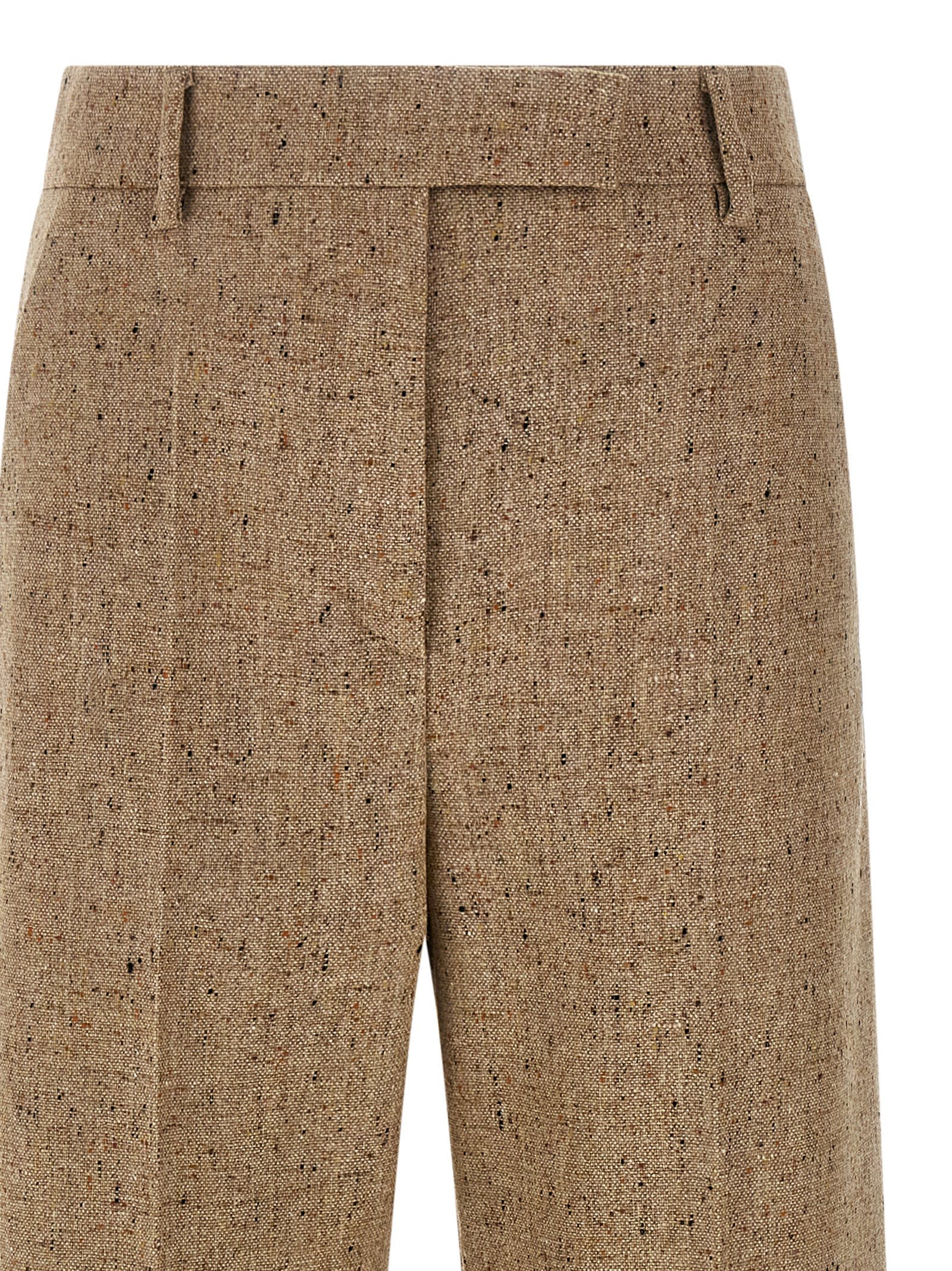 Valentino Garavani Melange Sand Wool Palazzo Pant In Nude