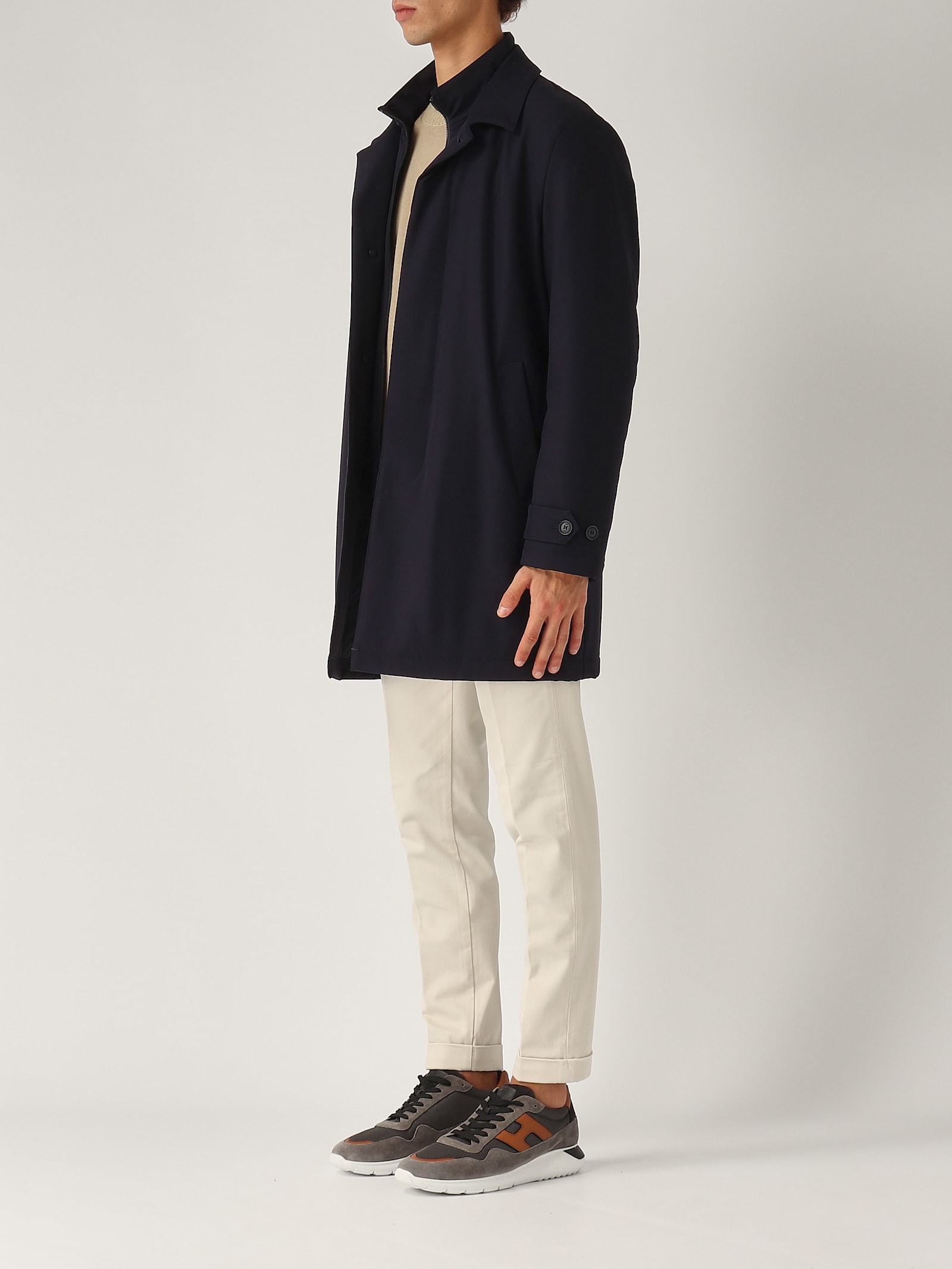 Shop Fay Morning Jersey Raincoat In Navy