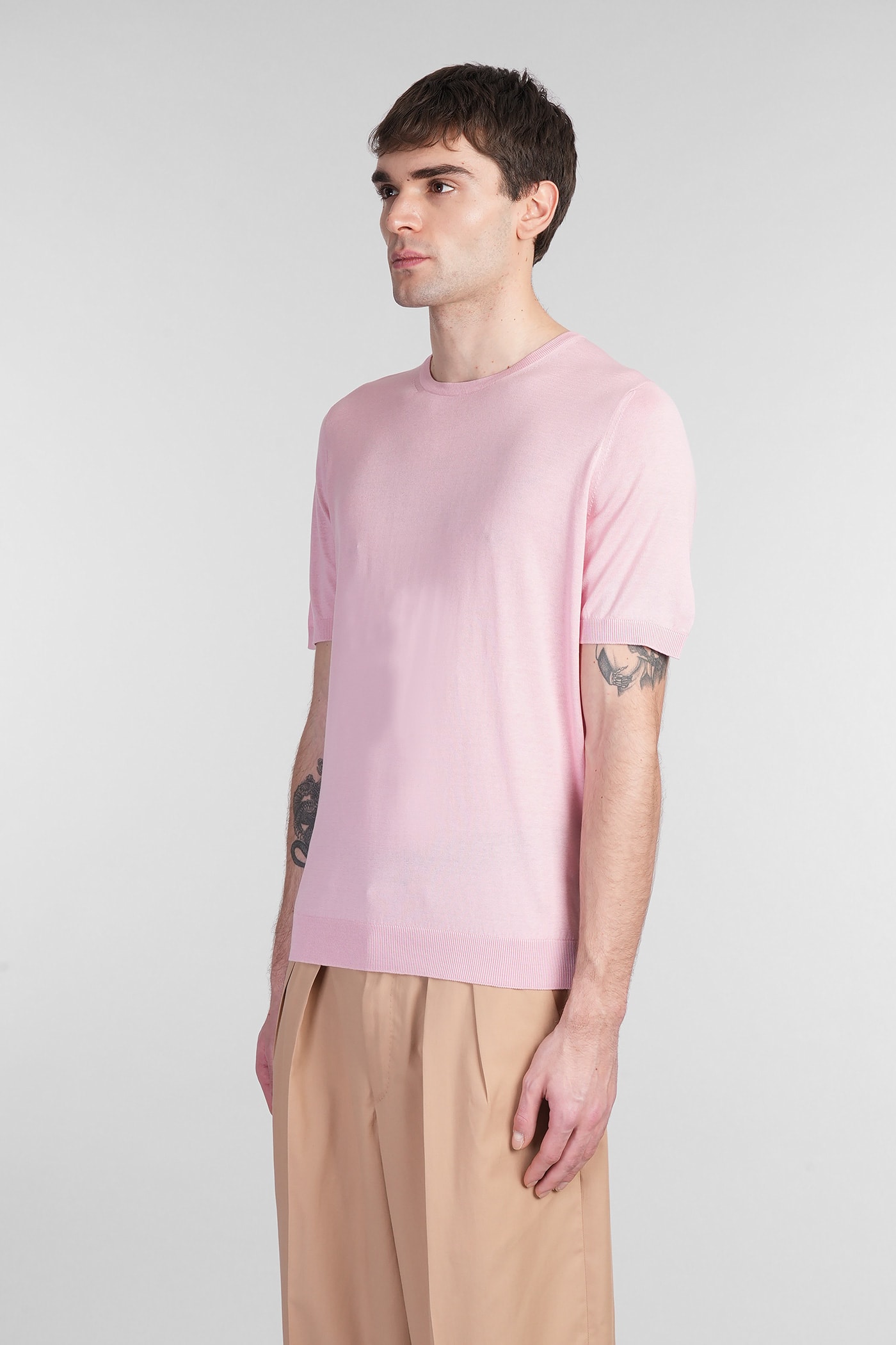 Shop Tagliatore Josh T-shirt In Rose-pink Silk