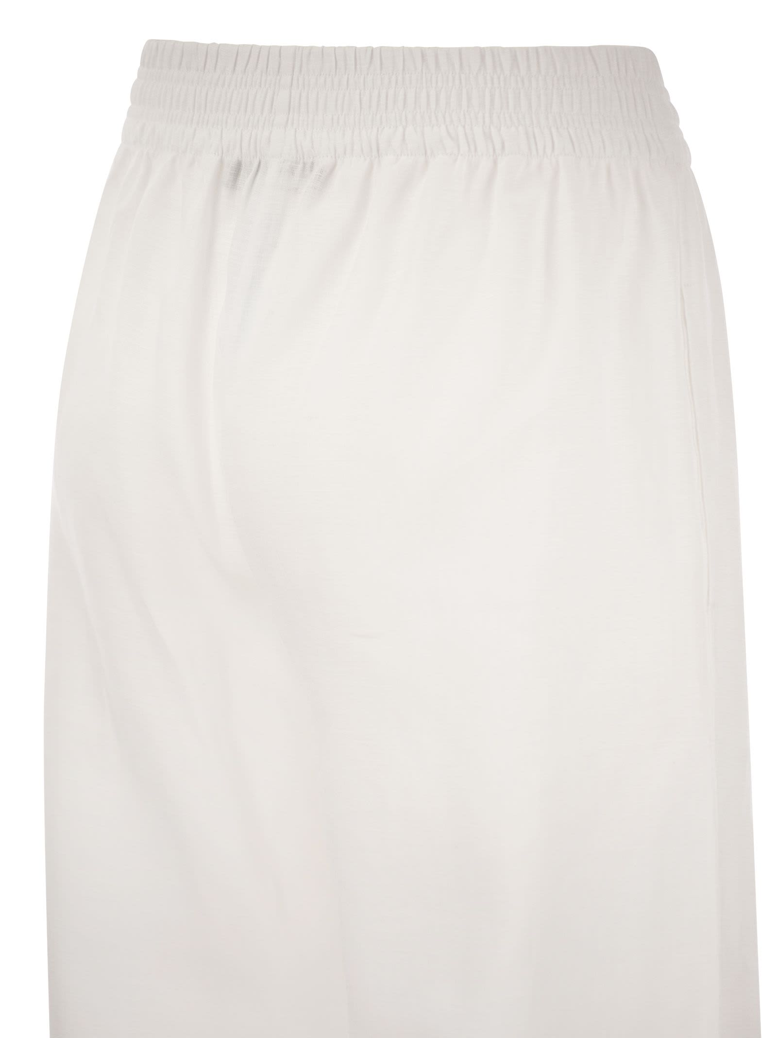 Shop Fabiana Filippi Linen Wide Trousers In White