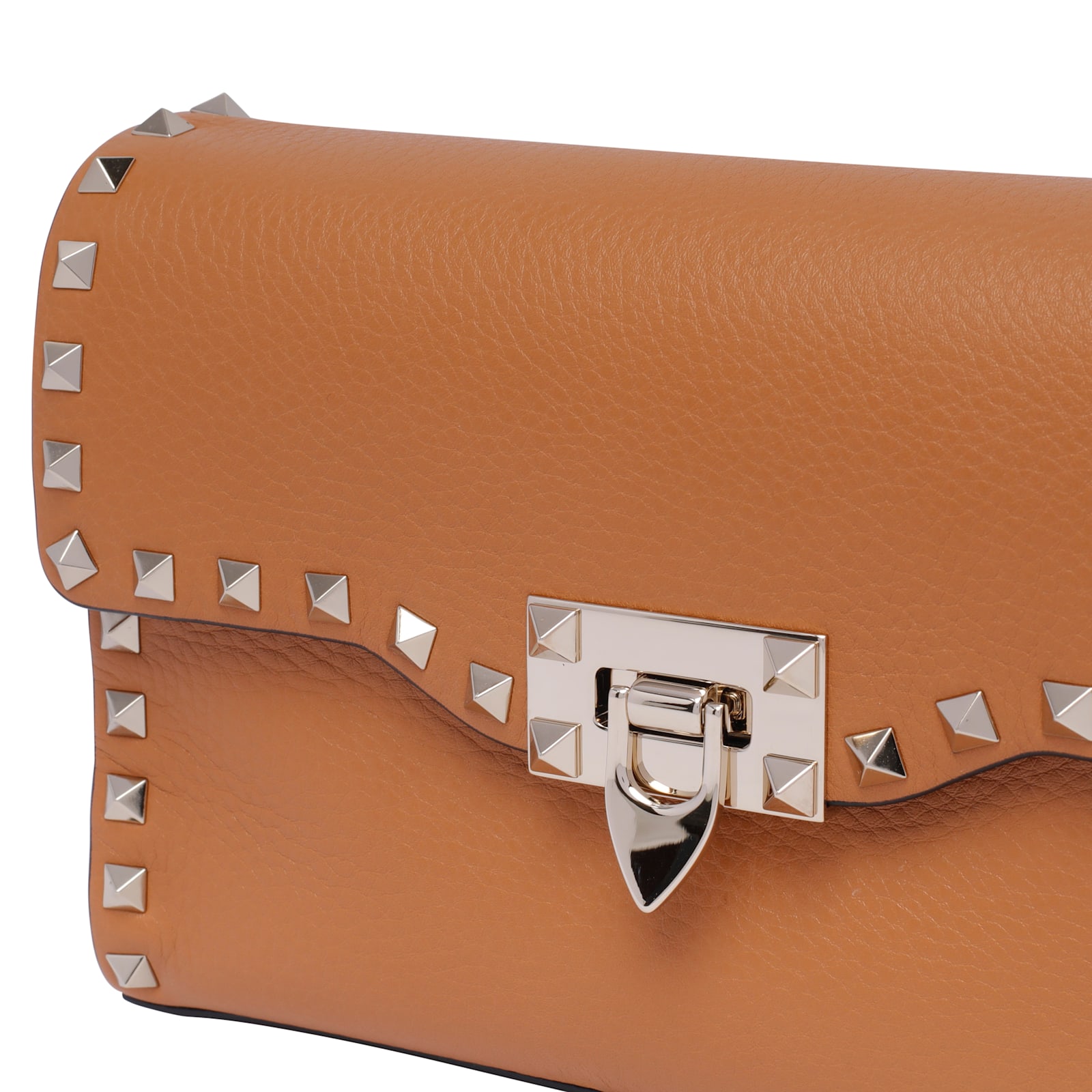 Shop Valentino Small Rockstud Crossbody Bag In Brown