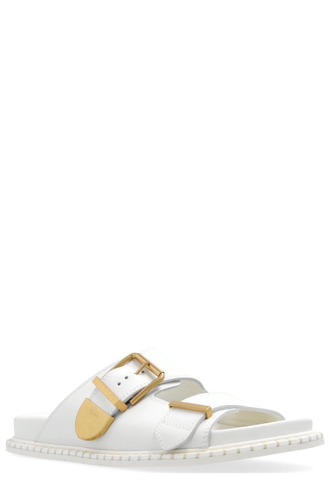 Shop Chloé Rebecca Buckled Sandals In White