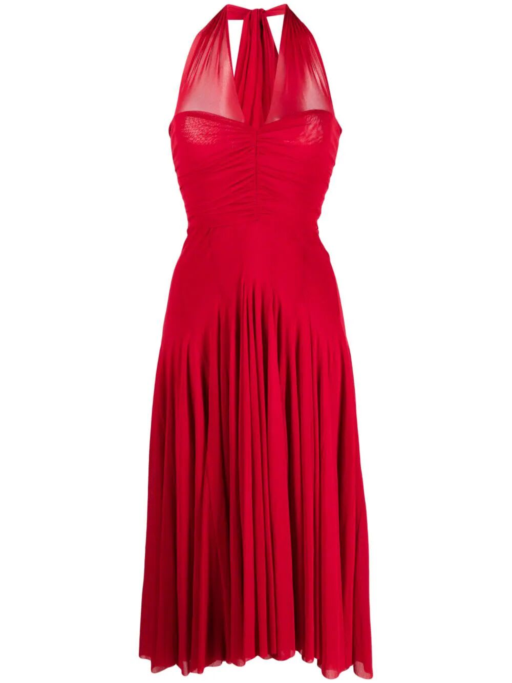 Shop Philosophy Di Lorenzo Serafini Short Sleeves Long Dress With Tulle And Naked Shoulder In Red