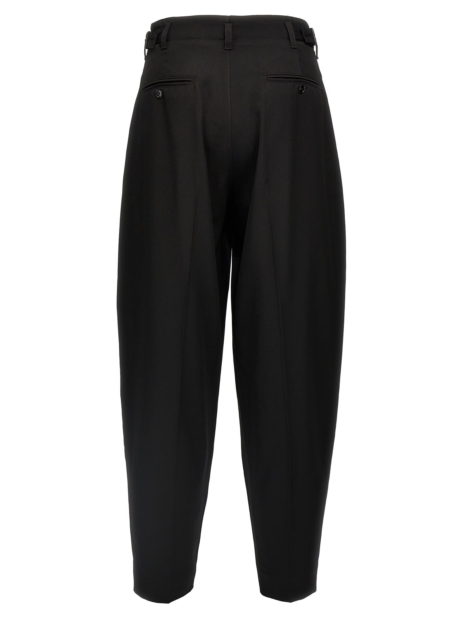 Shop Lemaire Pleated Tapered Pants In Black