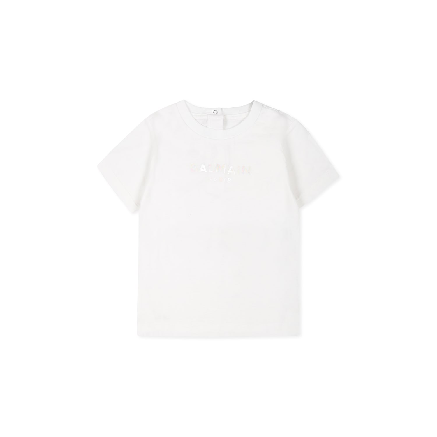 Balmain White T-shirt For Baby Girl With Logo In White