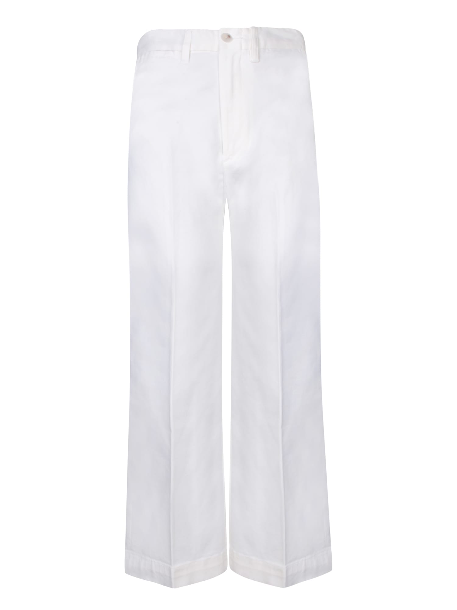 White Cotton Cropped Trousers