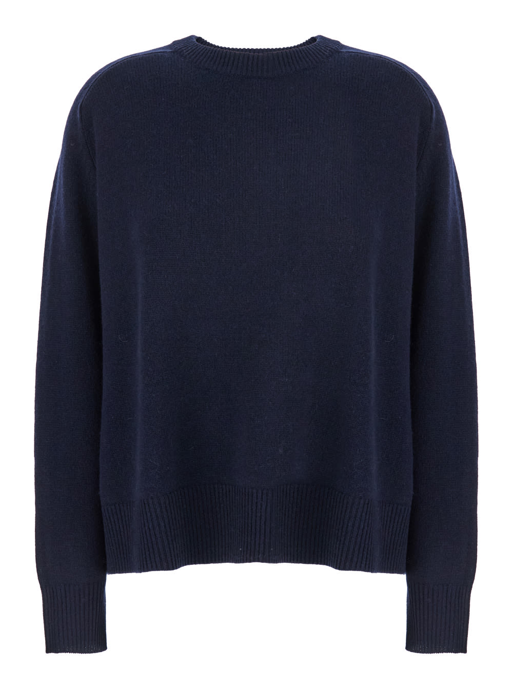Goat Boyfriend Blue Crewneck Sweater With Dropped Shoulders In Cashmere Woman In Blue