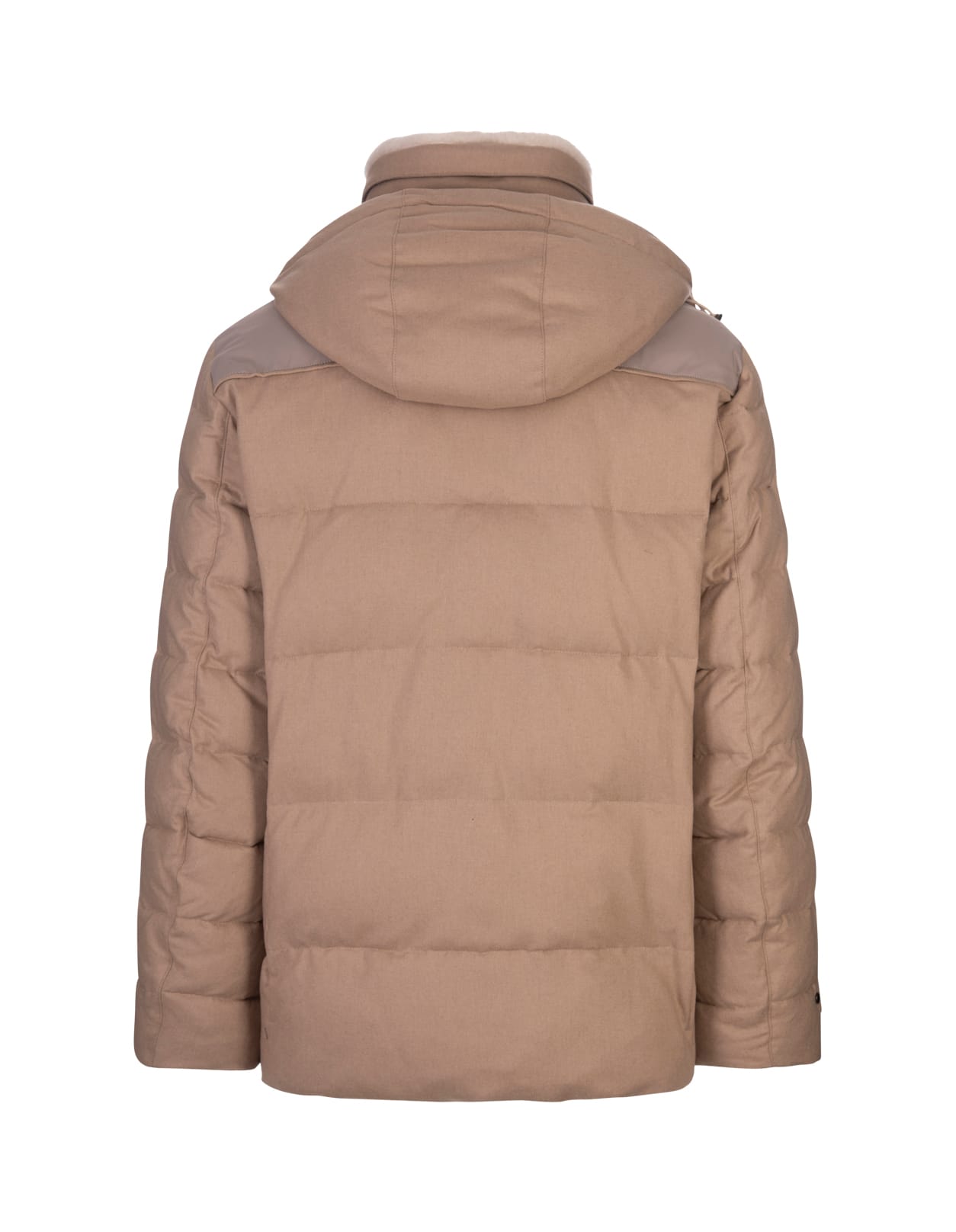 Shop Kiton Beige Quilted Cashmere Puffer Jacket In Brown