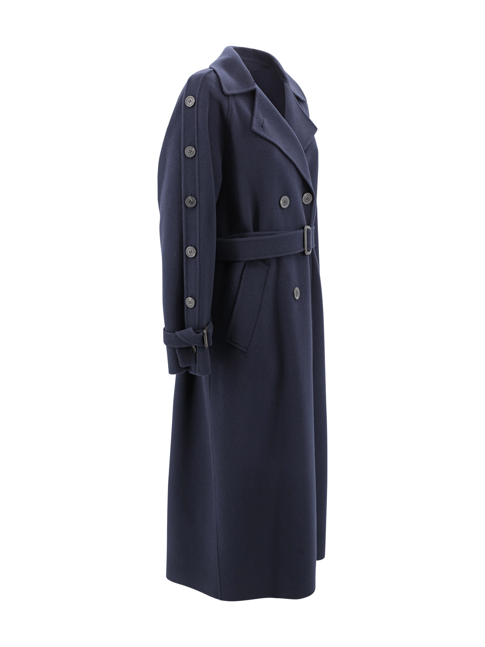 Shop Weekend Max Mara Cappotto Trench In Lana In Blue