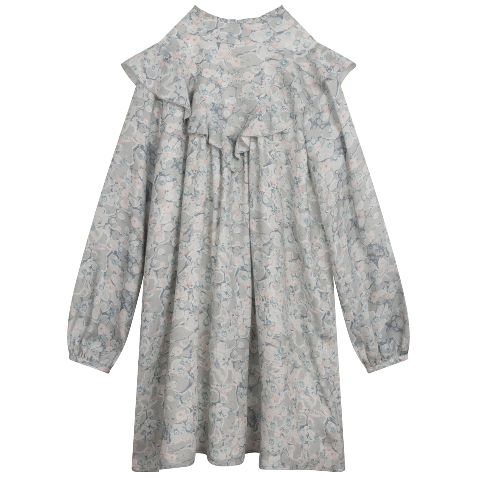 Chloé Girl's Floral-print Twill Dress In Green
