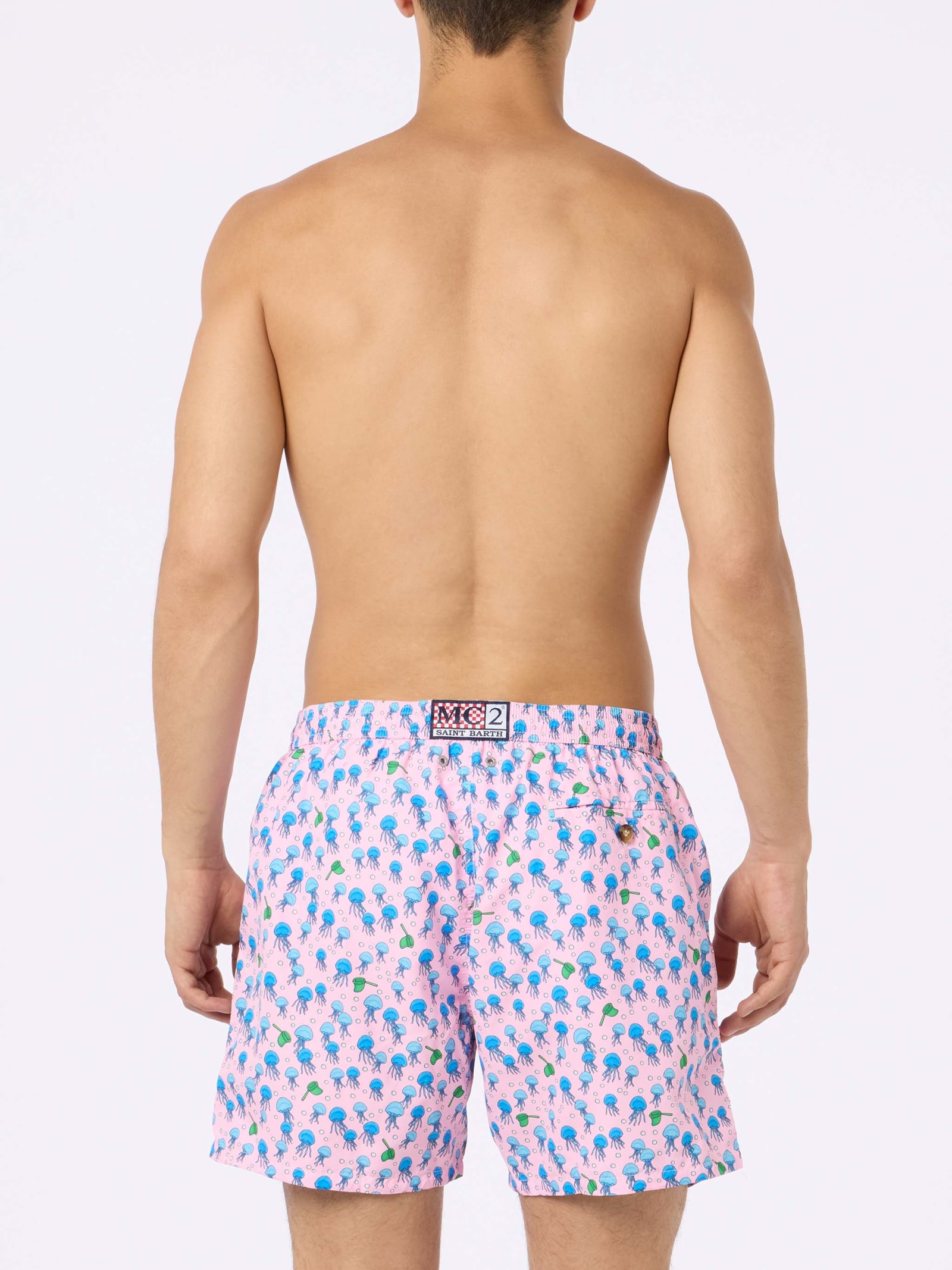 MC2 SAINT BARTH MAN LIGHTWEIGHT FABRIC SWIM-SHORTS LIGHTING MICRO FANTASY WITH JELLYFISHES PRINT