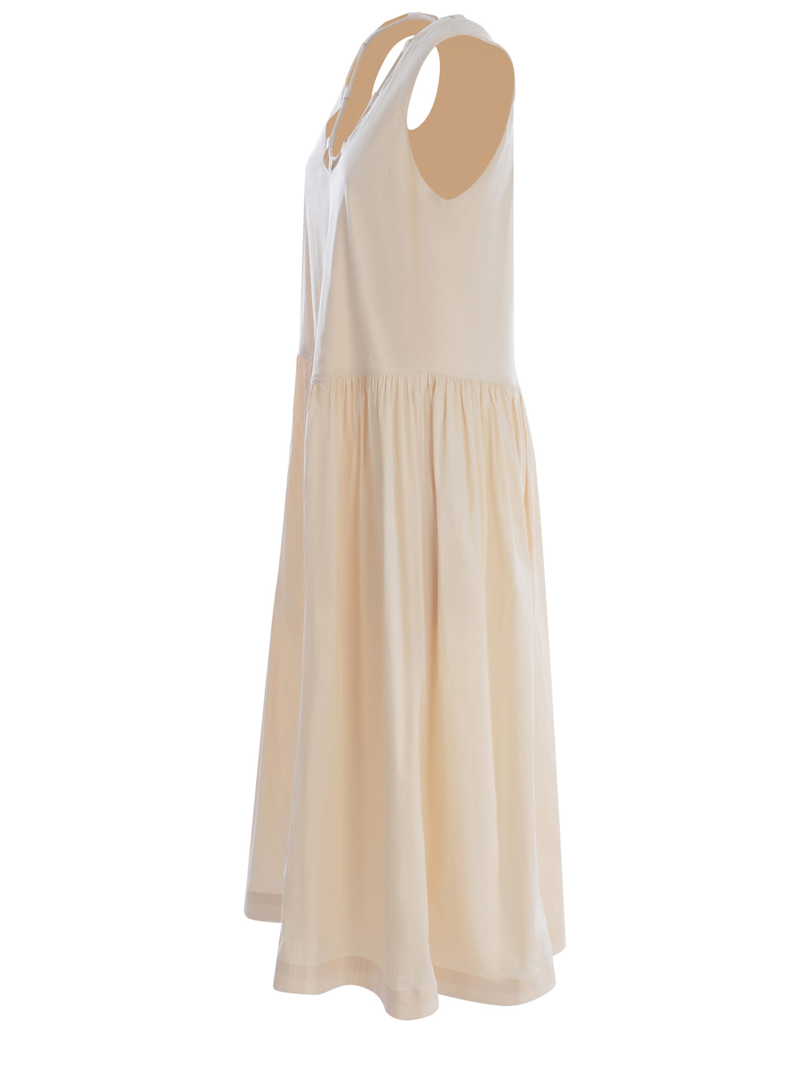 Shop Pinko Midi Dress Anonymous Made Of Poplin In Ivory