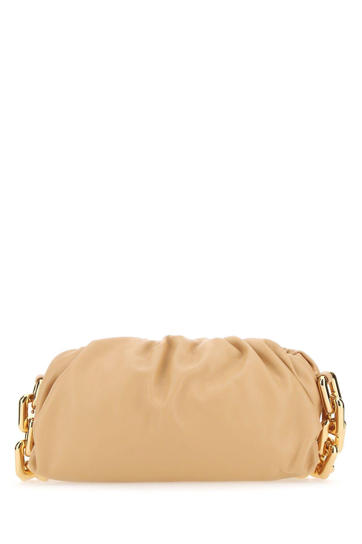 Shop Bottega Veneta Skin Pink Nappa Leather Chain Pouch Clutch In Beige