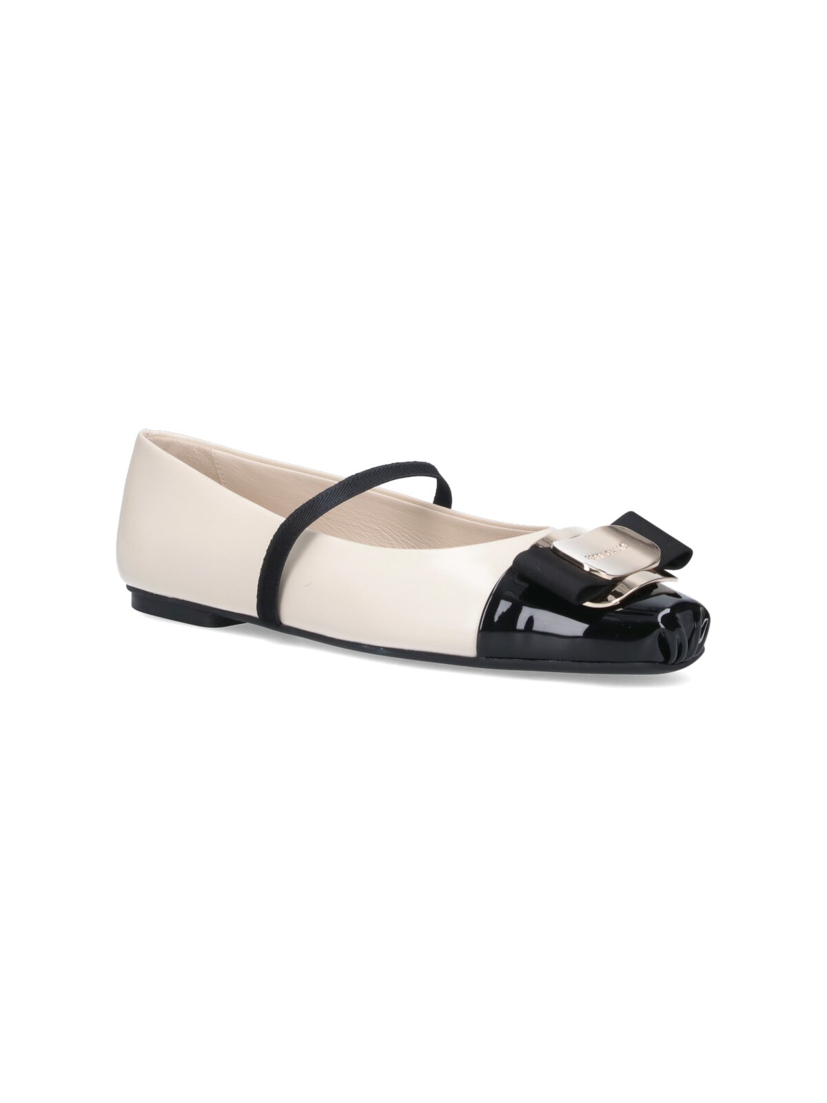 Shop Ferragamo Vara Ballet Flats In White