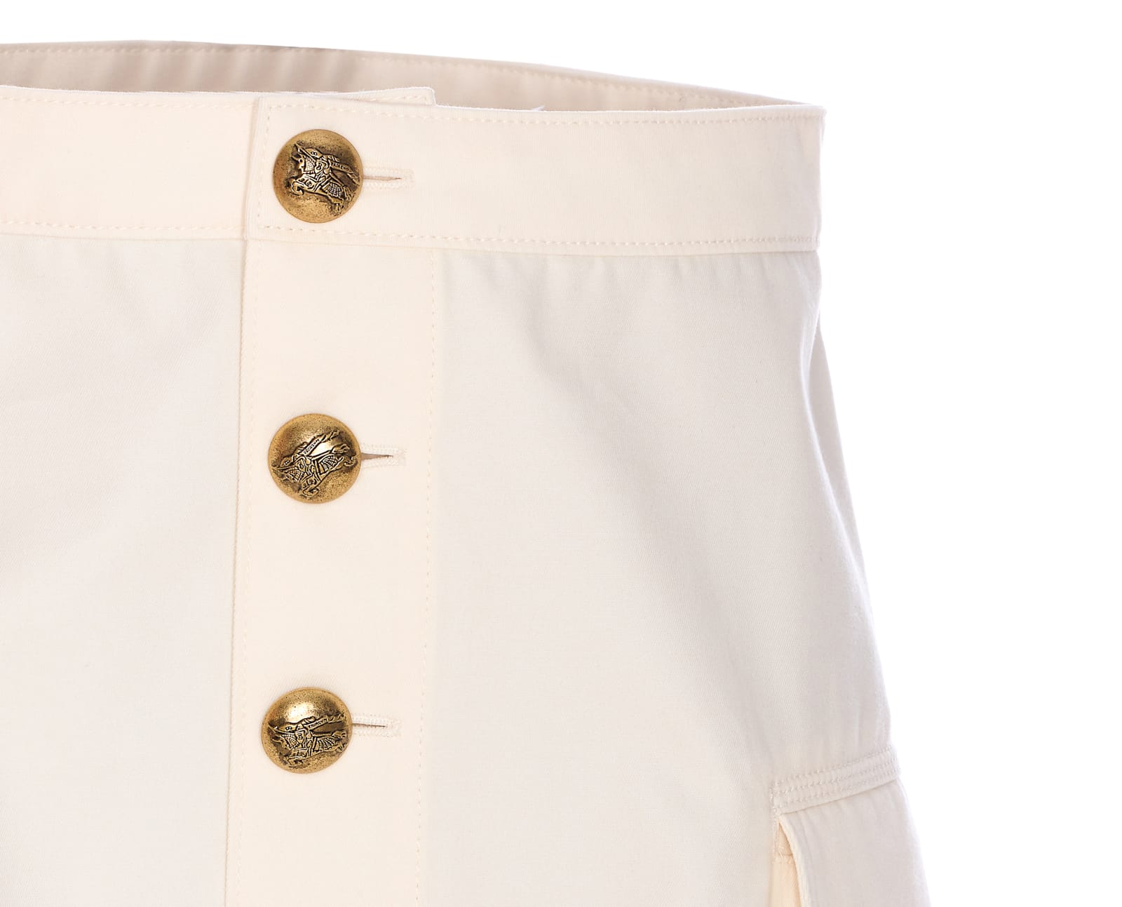 Burberry Buttoned High Waist Mini Skirt In White