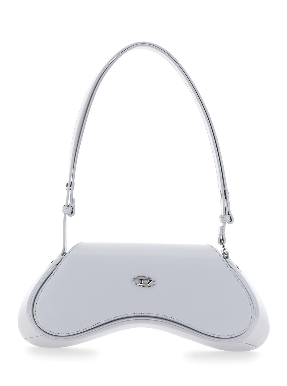 Diesel Play White Shoulder Bag With Logo Plate In Eco-leather Woman In Blue