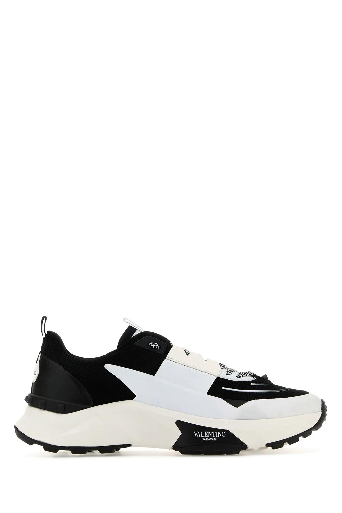 Shop Valentino Two-tone Fabric And Mesh True Act Sneakers In Black