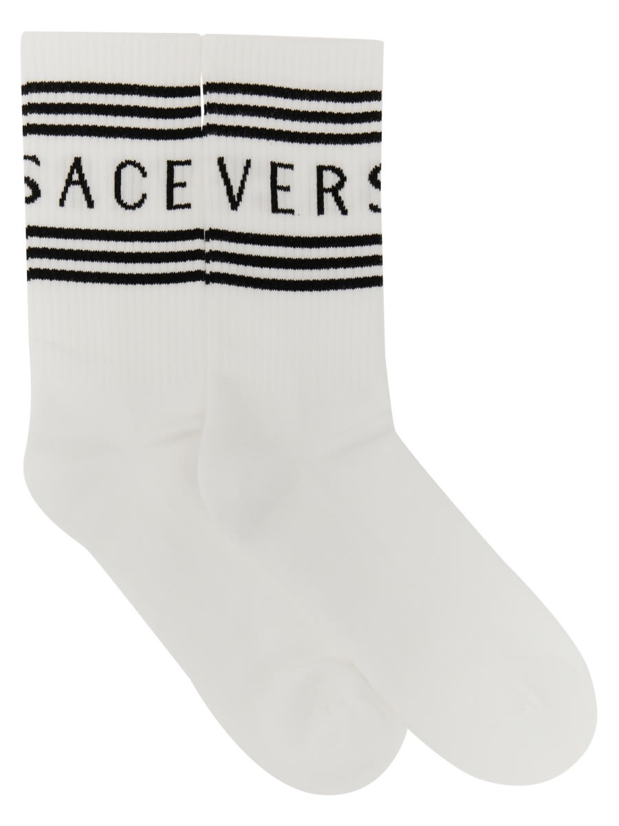Versace Socks With Logo In White
