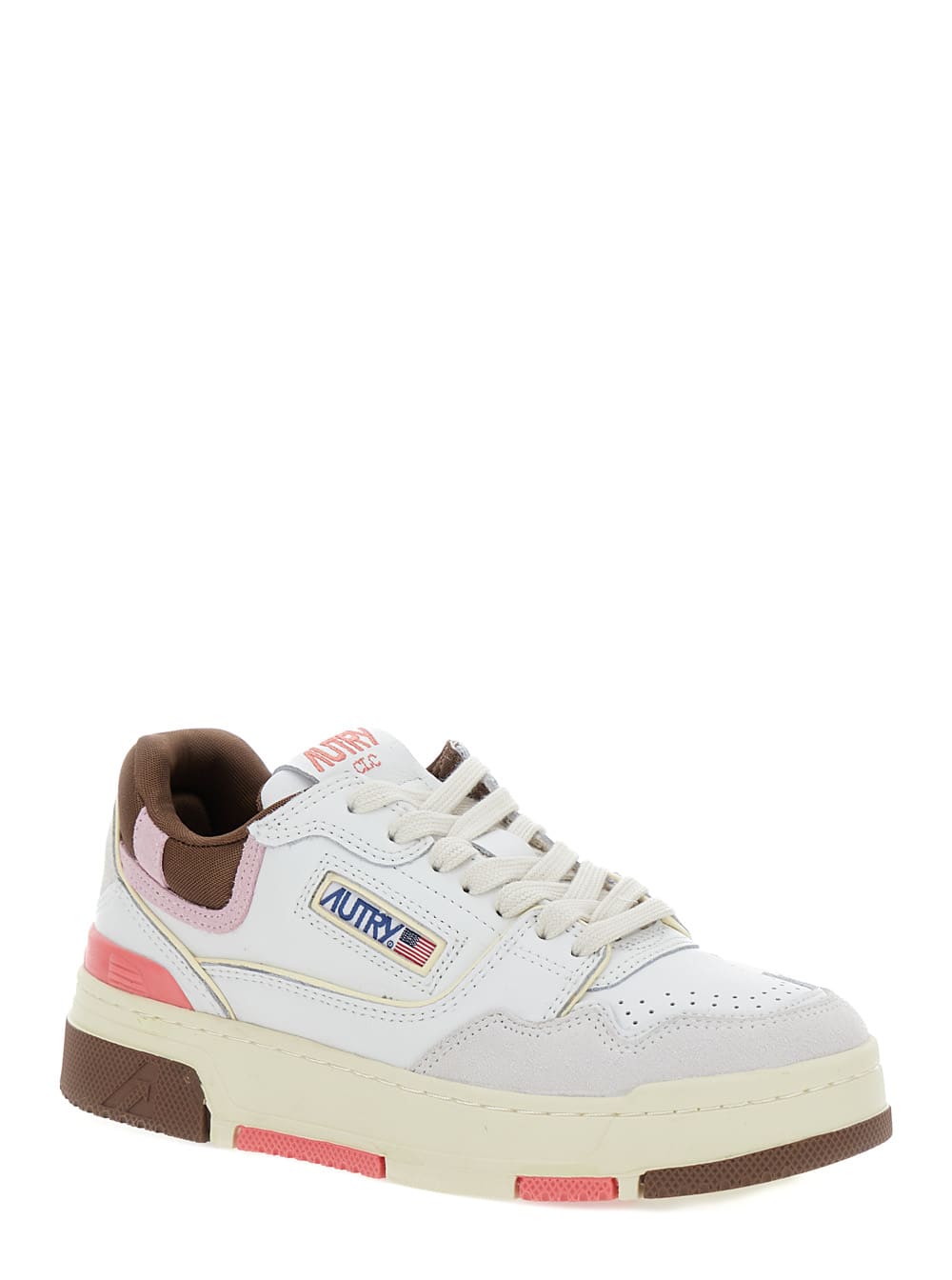 Shop Autry Multicolor Low Top Sneakers With Logo Patch In Leather Woman In White