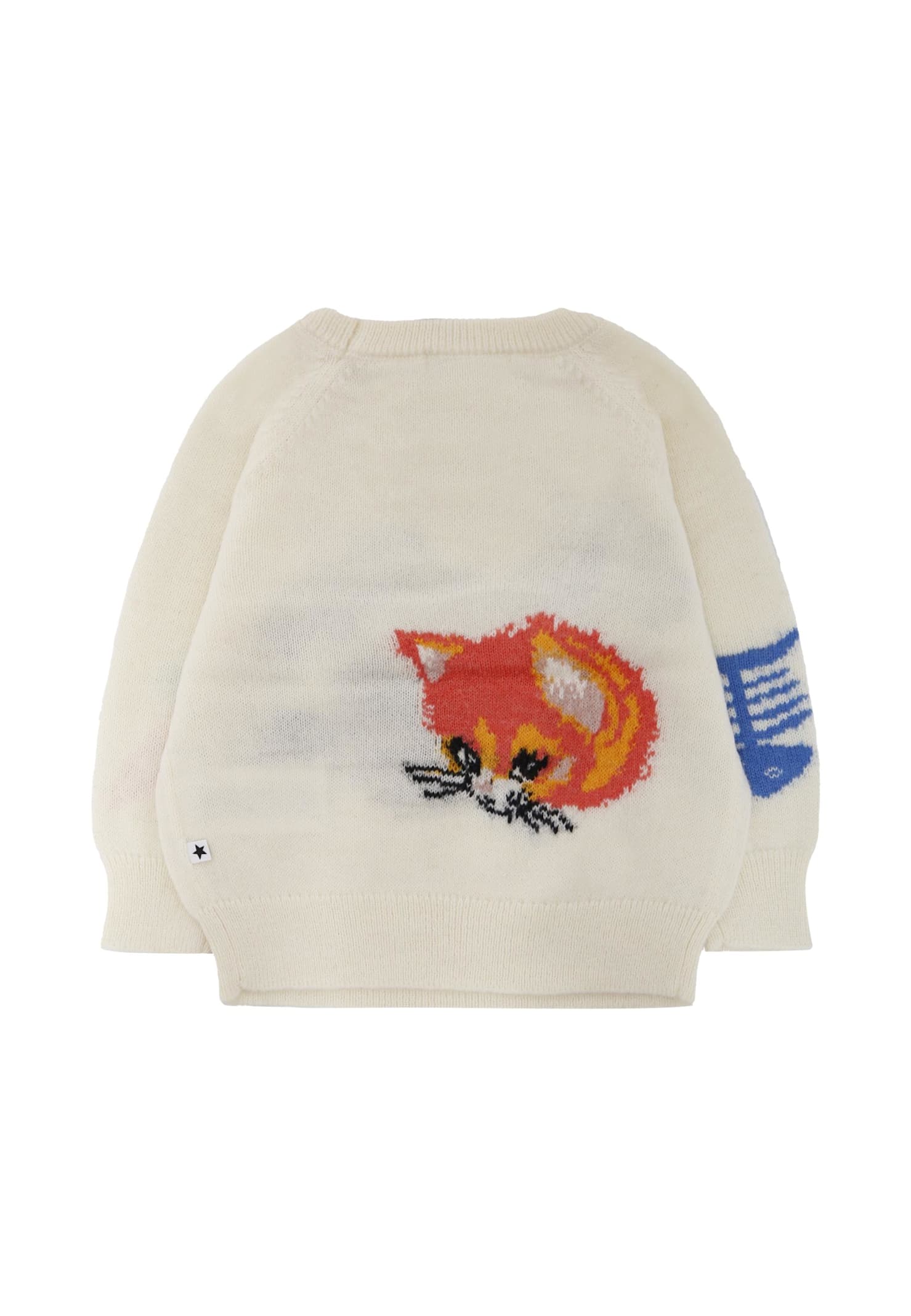 Molo Ivory Sweater For Baby Girl With Rabbit In White