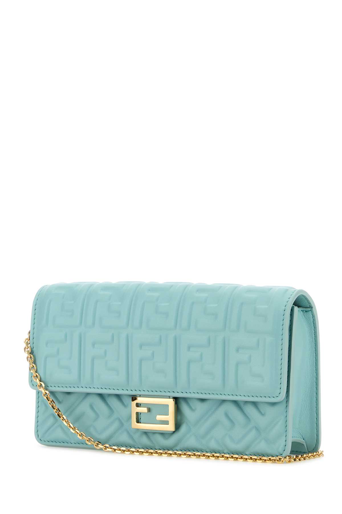 Shop Fendi Light Blue Nappa Leather Baguette Wallet In Azzurro