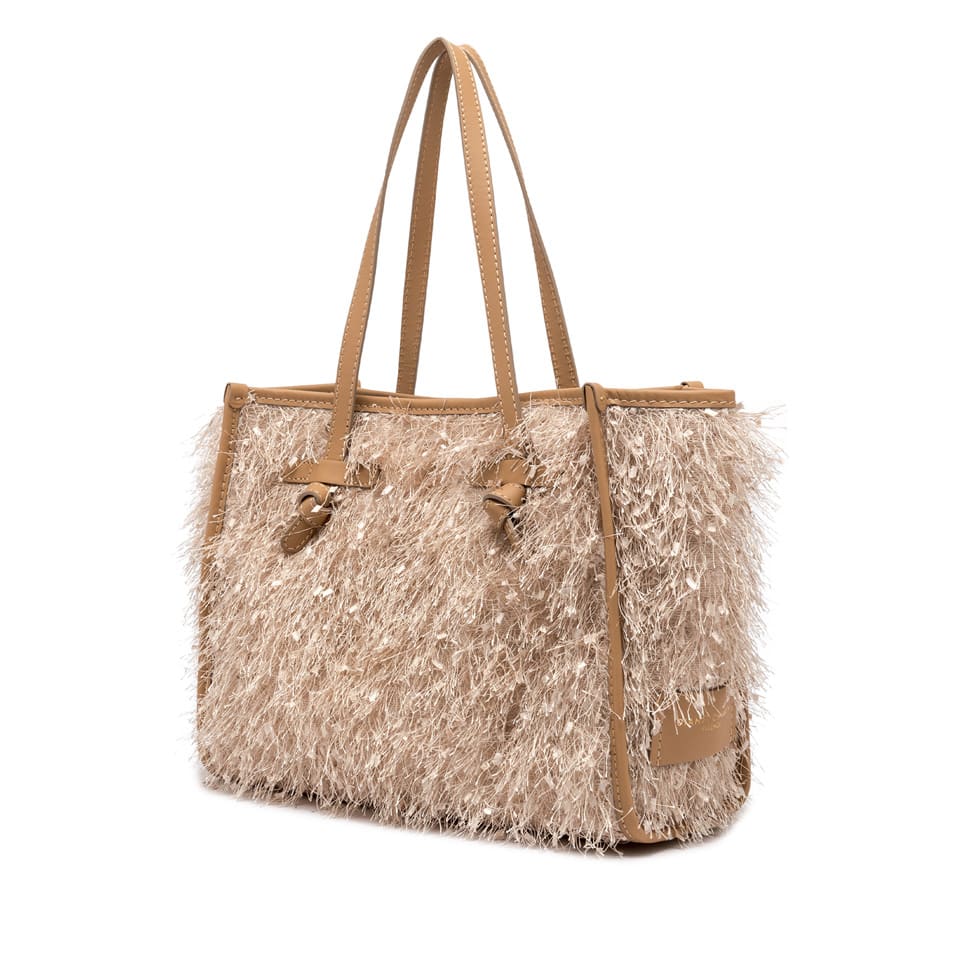 Gianni Chiarini Textured Pink Shopper Bag With Fluffy Exterior In Cipria