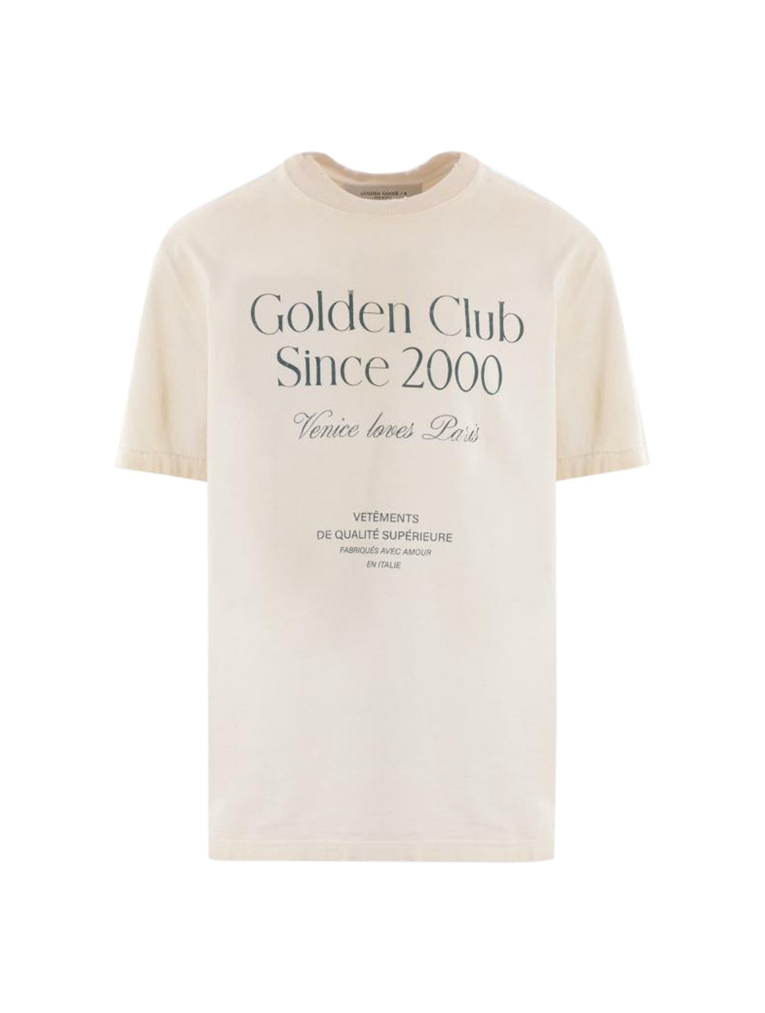 Shop Golden Goose Journey M`s T-shirt In Heritage White Dark Green