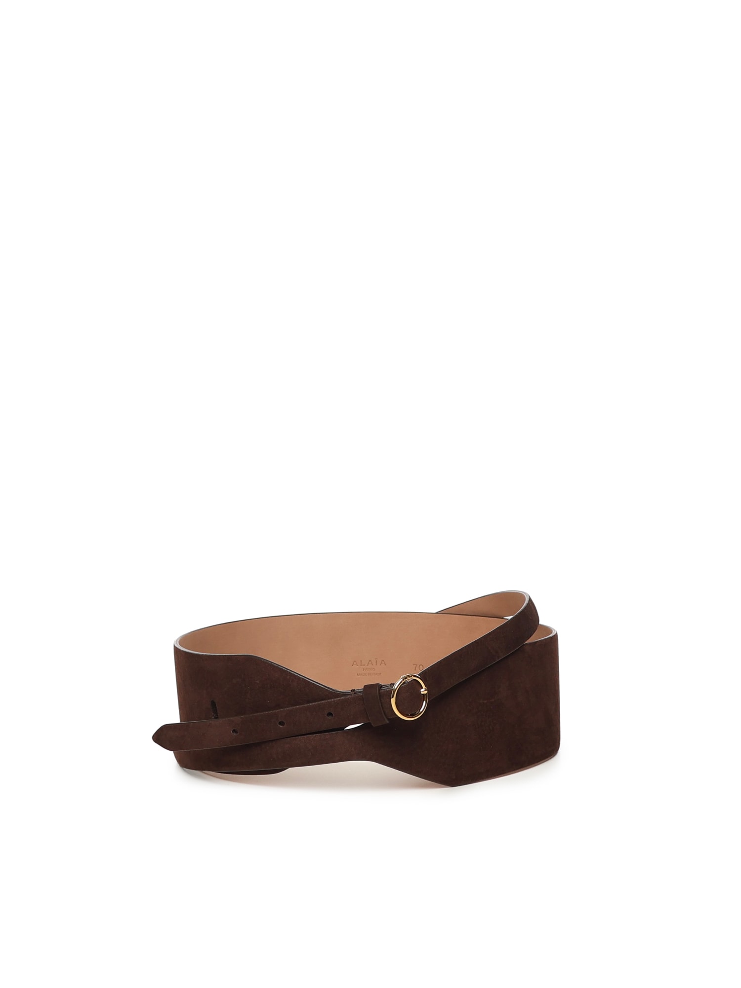Alaïa Wide Double Suede Belt In Brown
