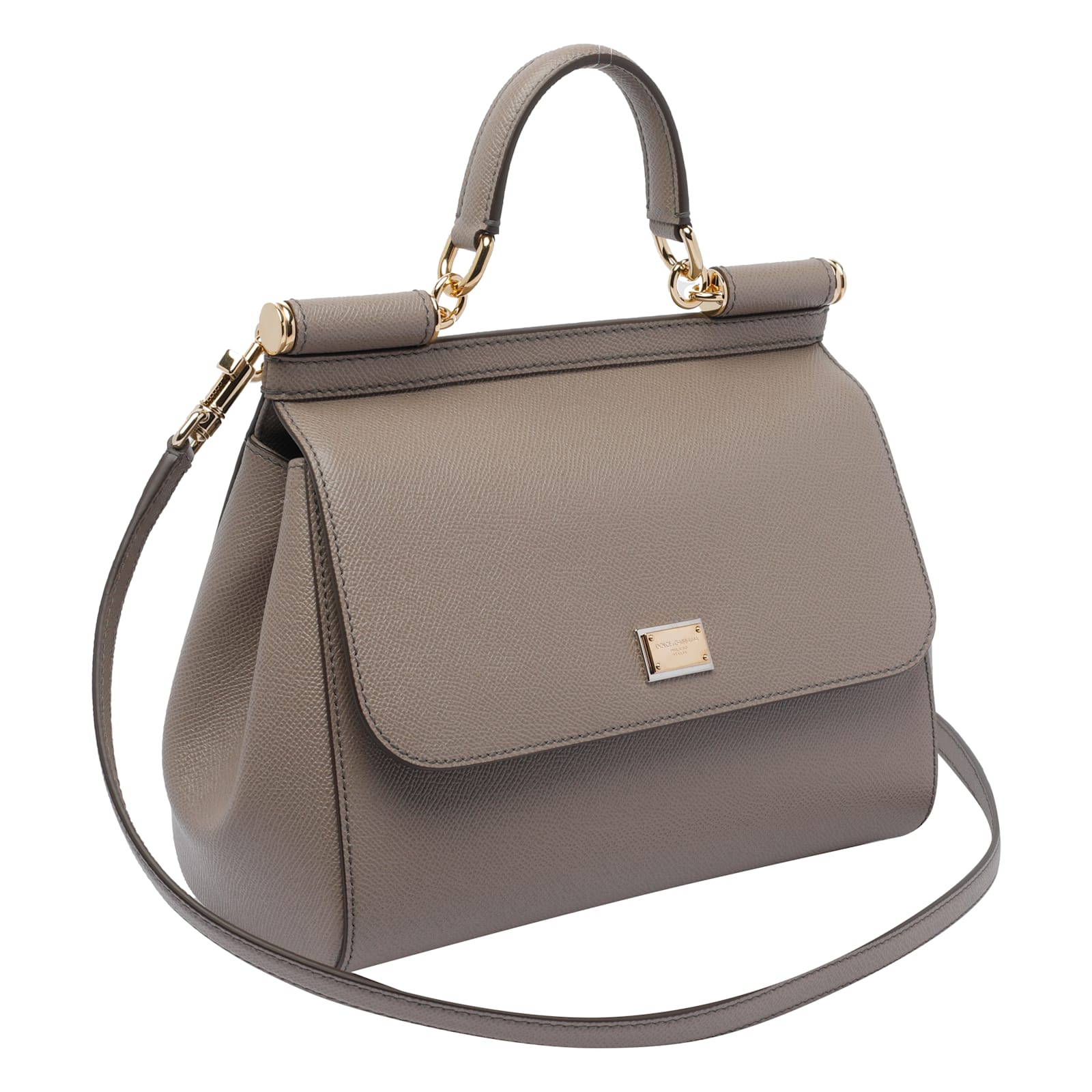 Dolce & Gabbana Grey Leather Sicily Big Top Handle Bag In Gray