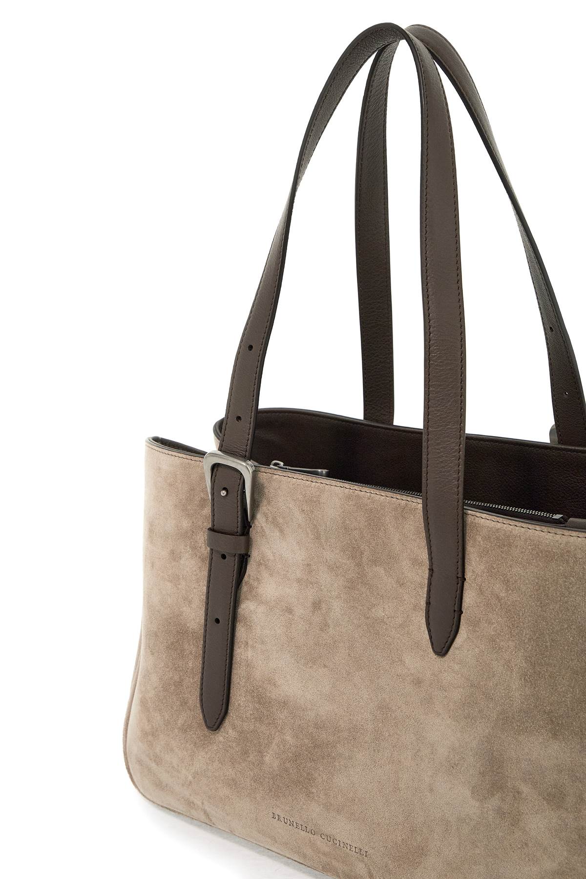 Shop Brunello Cucinelli Suede Shoulder Bag With Seven In Brown