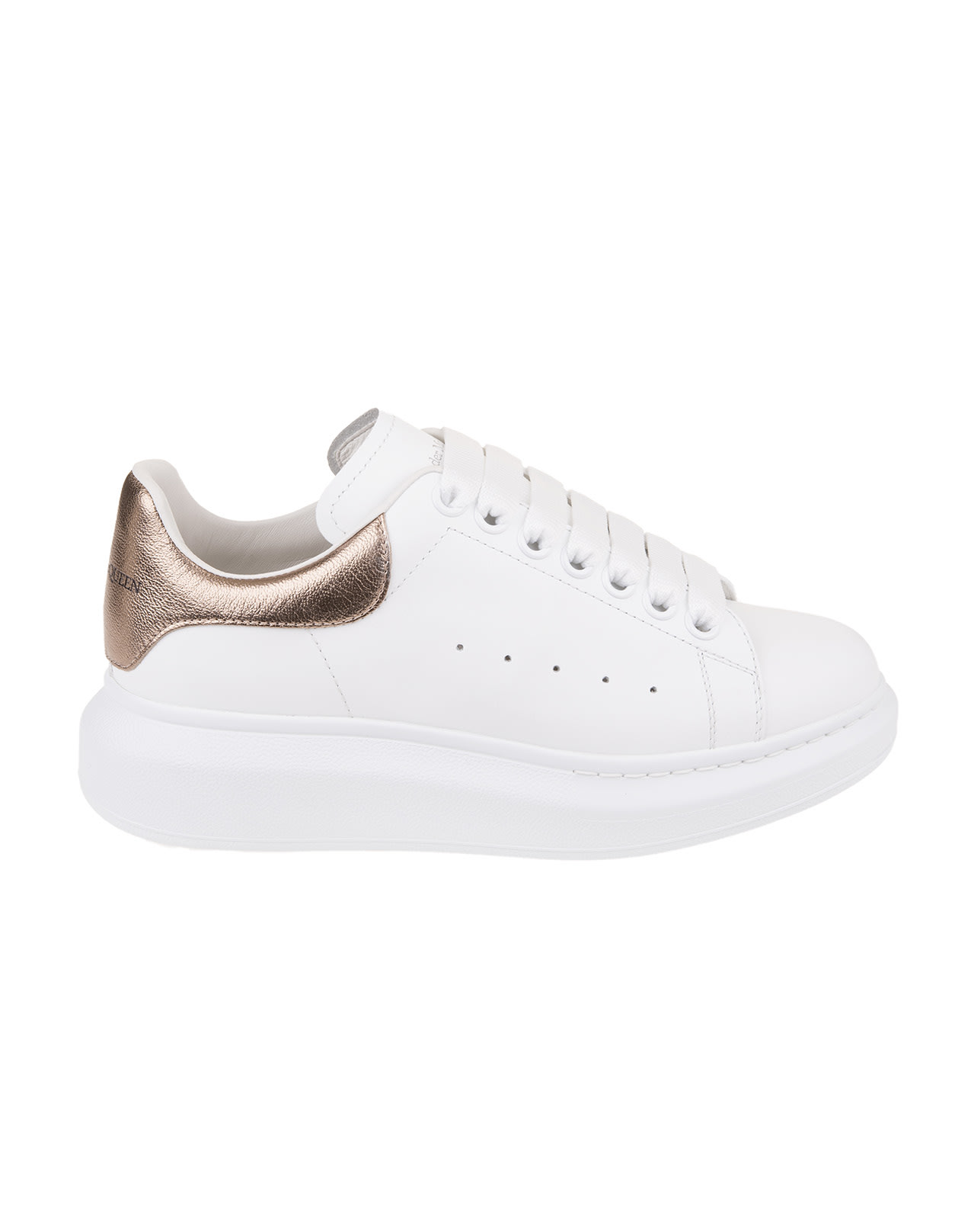Alexander McQueen Woman White And Metallic Pink Oversize Sneakers