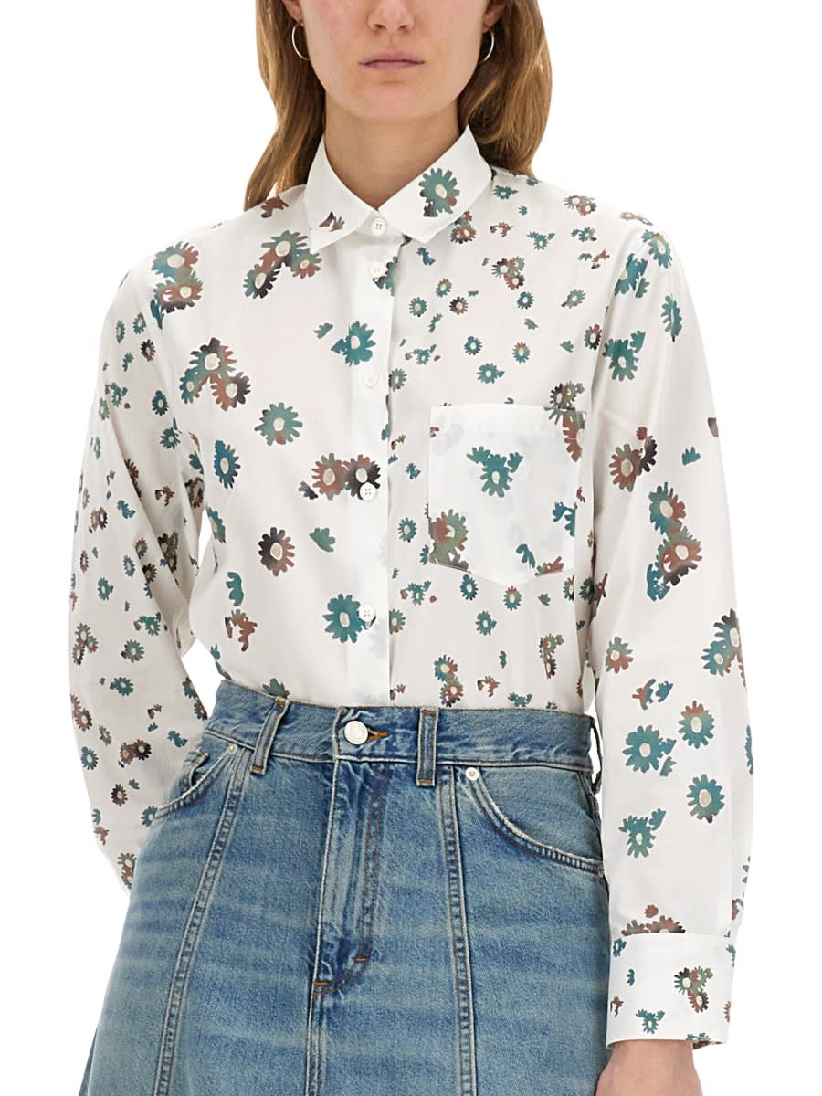 Ps By Paul Smith Ps Paul Smith Floral Print Cotton Shirt In White