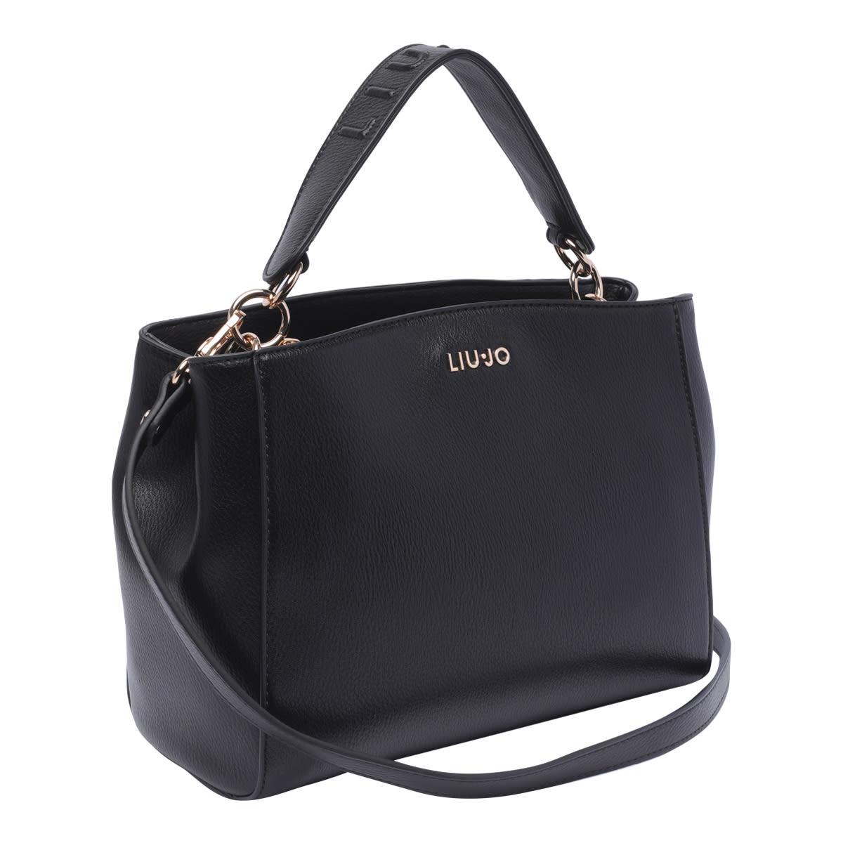 Shop Liu •jo Logo Handbag In Black
