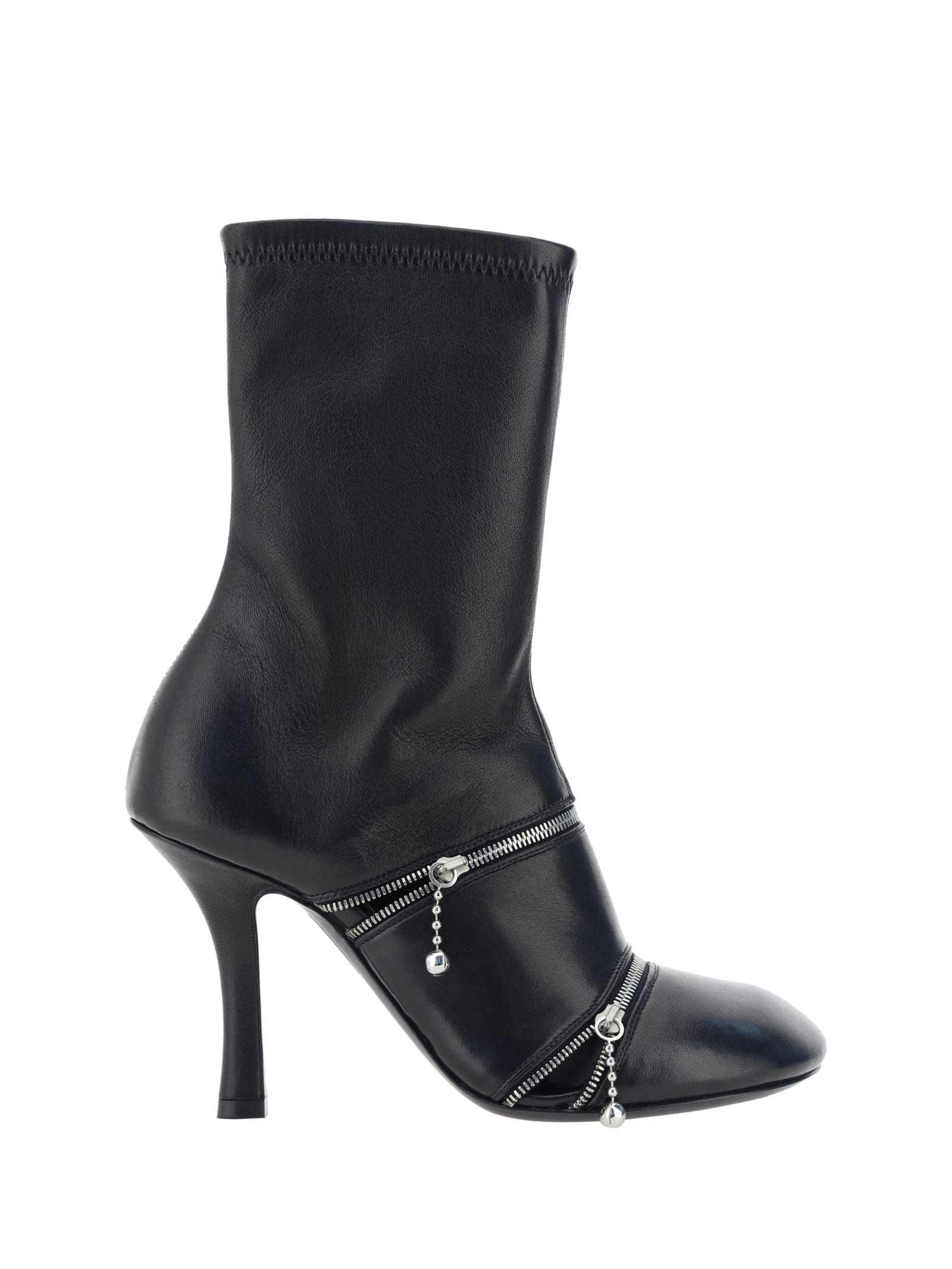 Burberry Peep Heeled Ankle Boots In Black