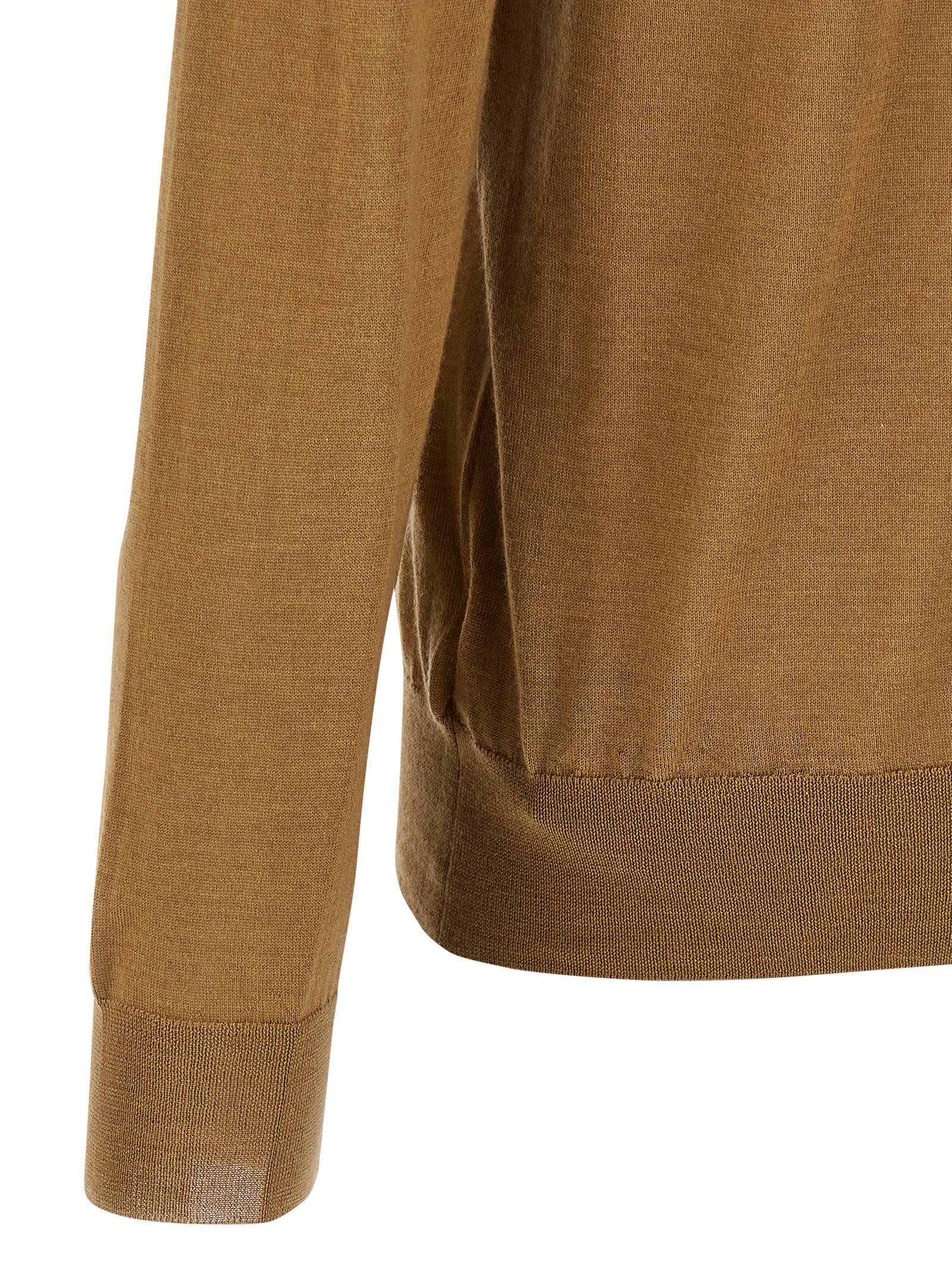 Zanone Cashmere-silk Blend Polo-neck Sweater In Brown