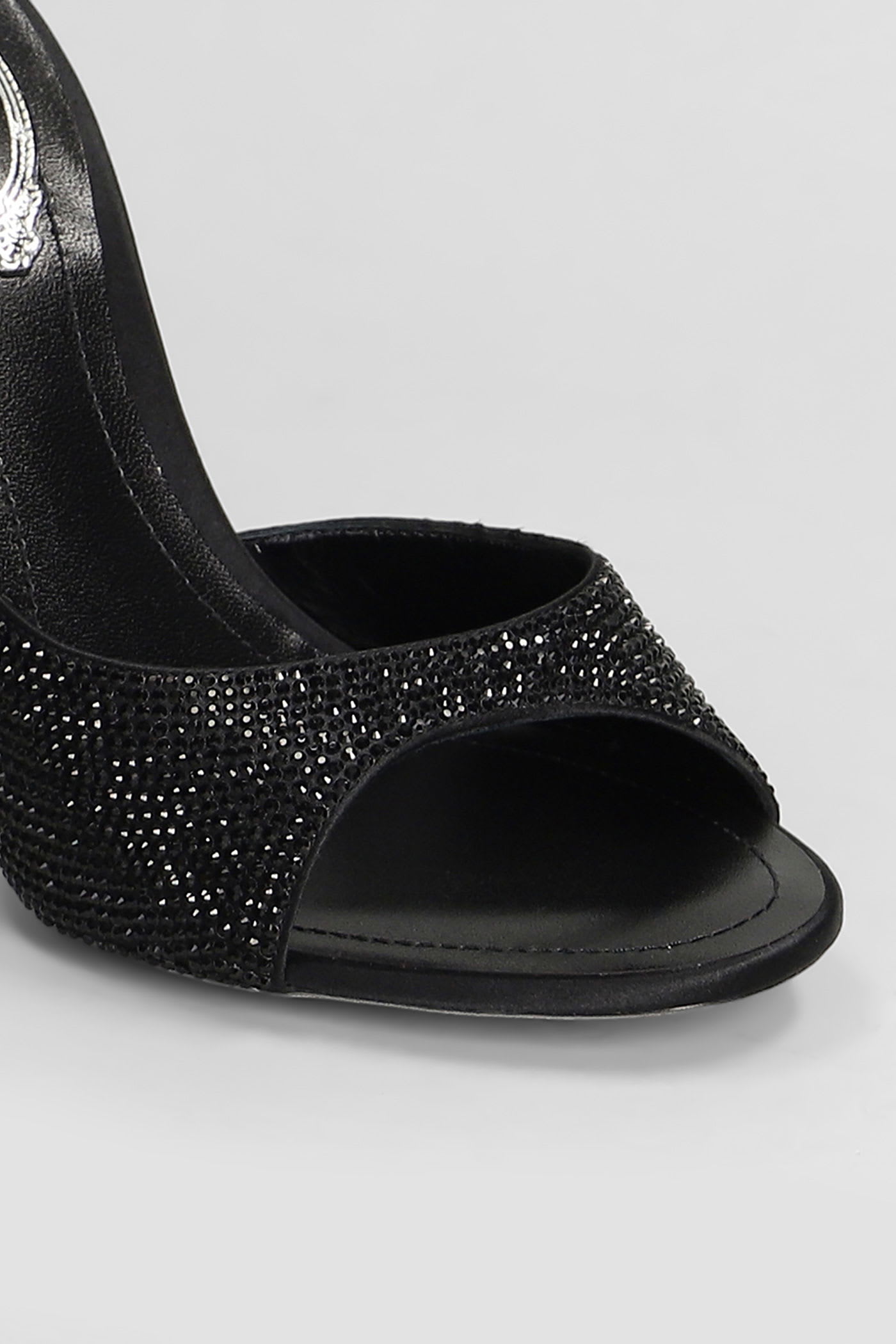 René Caovilla 105mm Crystal-embellished Spiral-wrap Sandals In Black